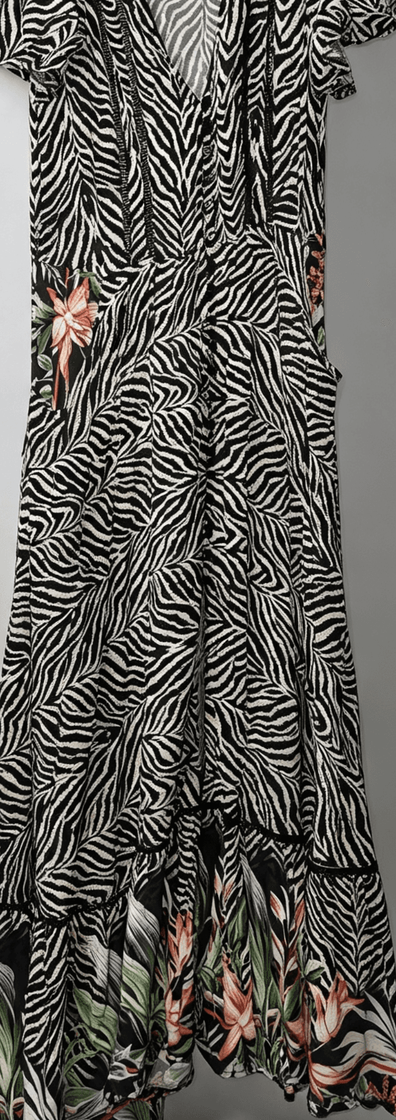 JAZZE Zebra Floral Print Maxi Dress Size S — photo 3 of 5