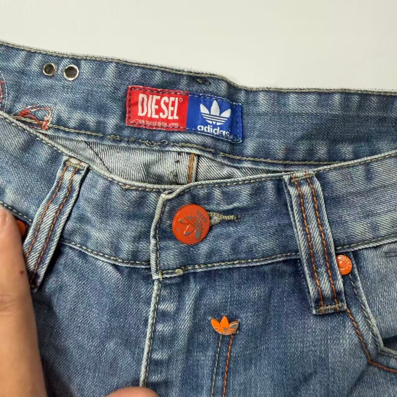2000s Diesel x Adidas Distressed Denim Jeans — photo 2 of 4