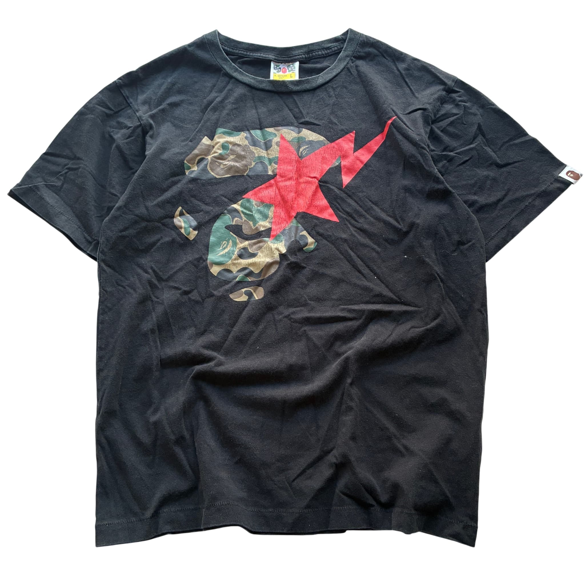 A. BATHING APE BAPE Black Camo Star Graphic T-Shirt Size L — photo 1 of 7
