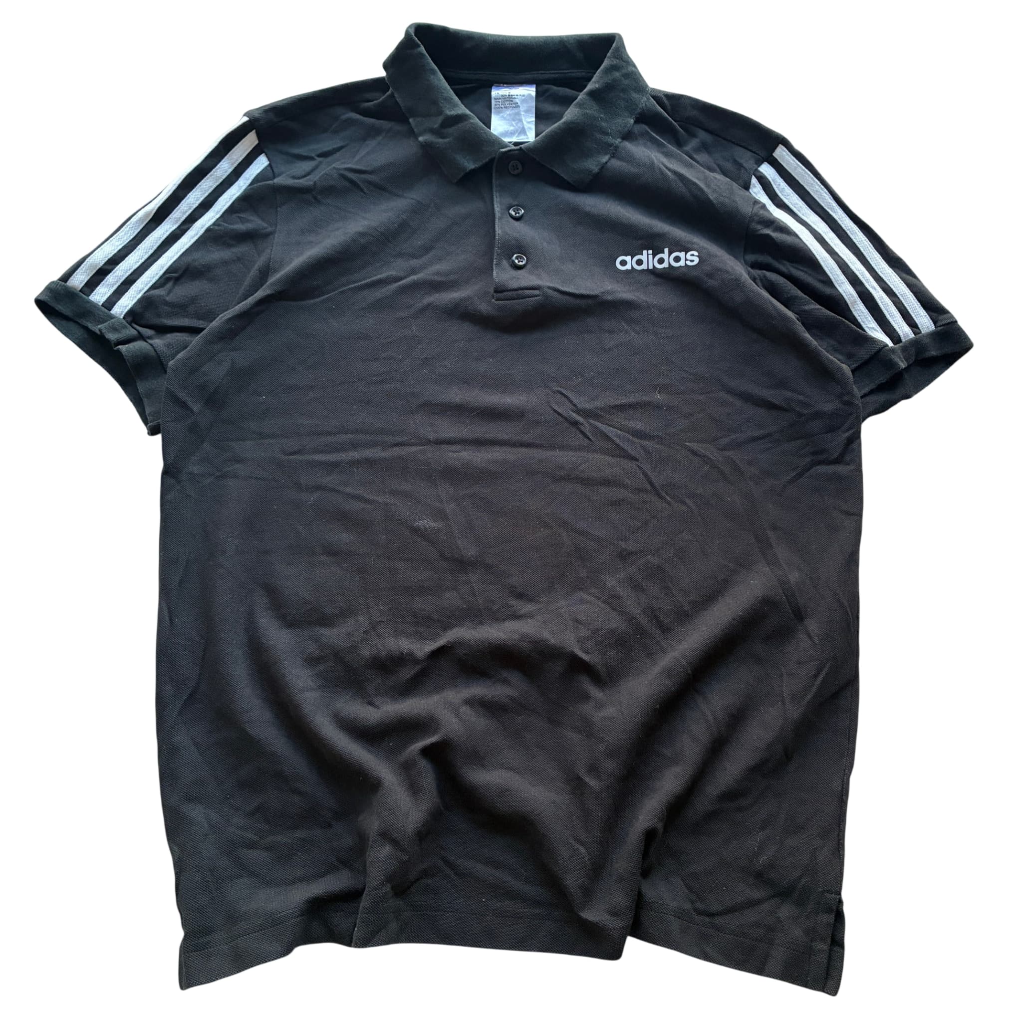 Adidas Essentials 3-Stripes Polo Shirt Black White Size L — photo 1 of 5
