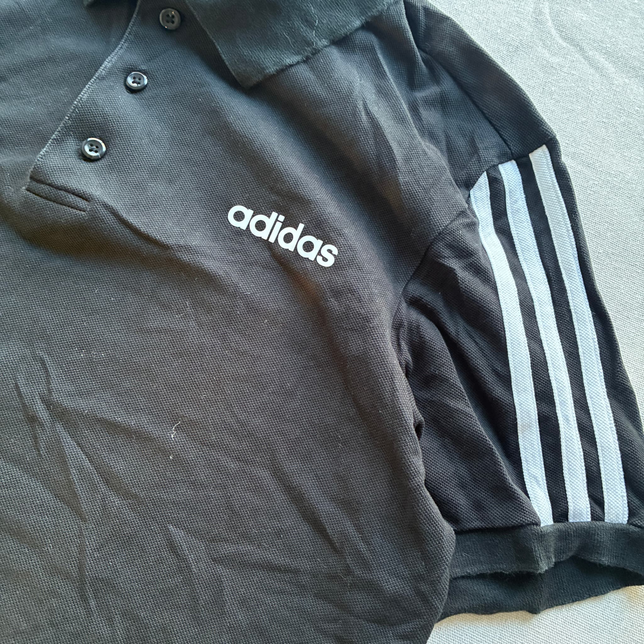Adidas Essentials 3-Stripes Polo Shirt Black White Size L — photo 2 of 5
