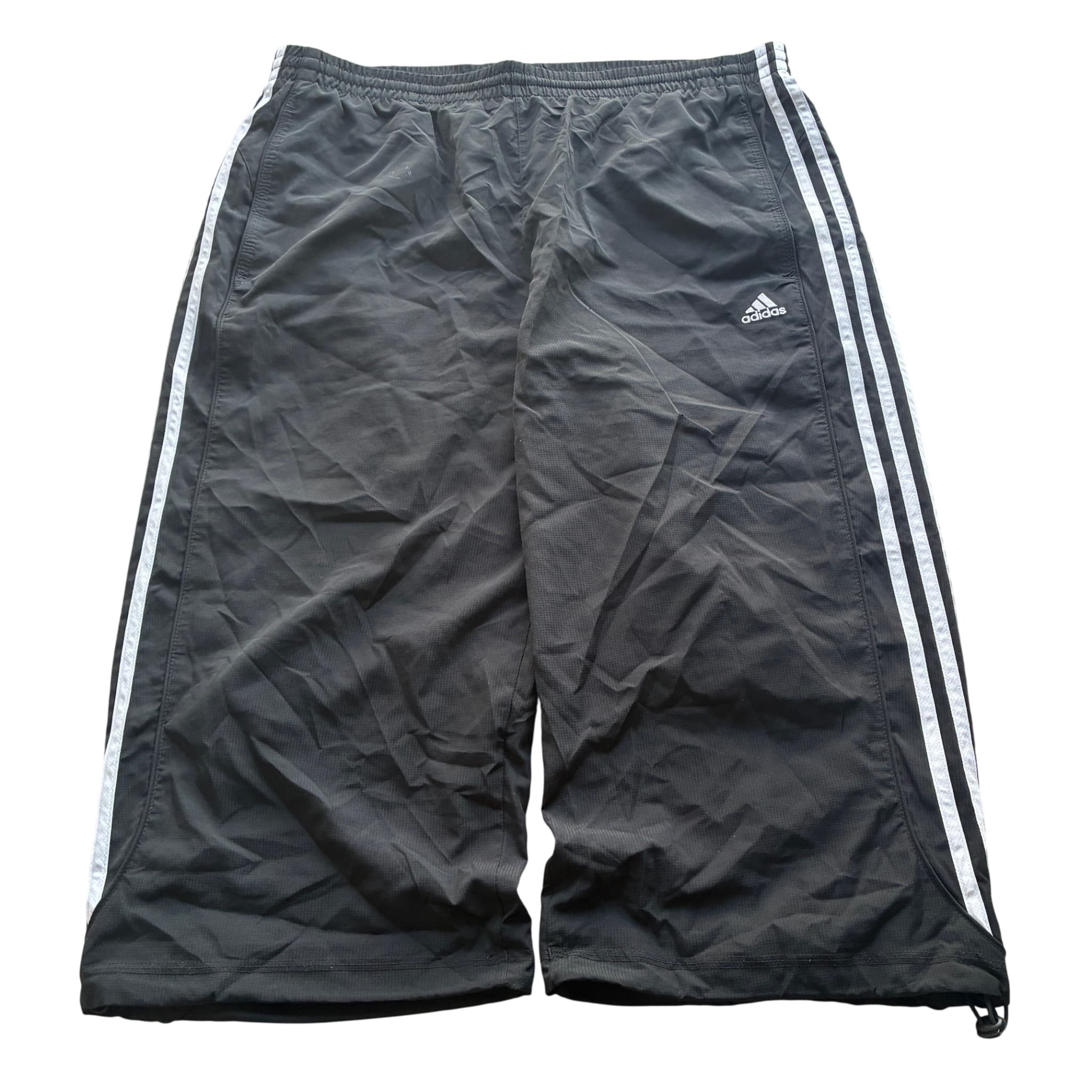 Adidas Men's Black 3-Stripe Ripstop Track Shorts Baggy Vintage 2XL — photo 1 of 7