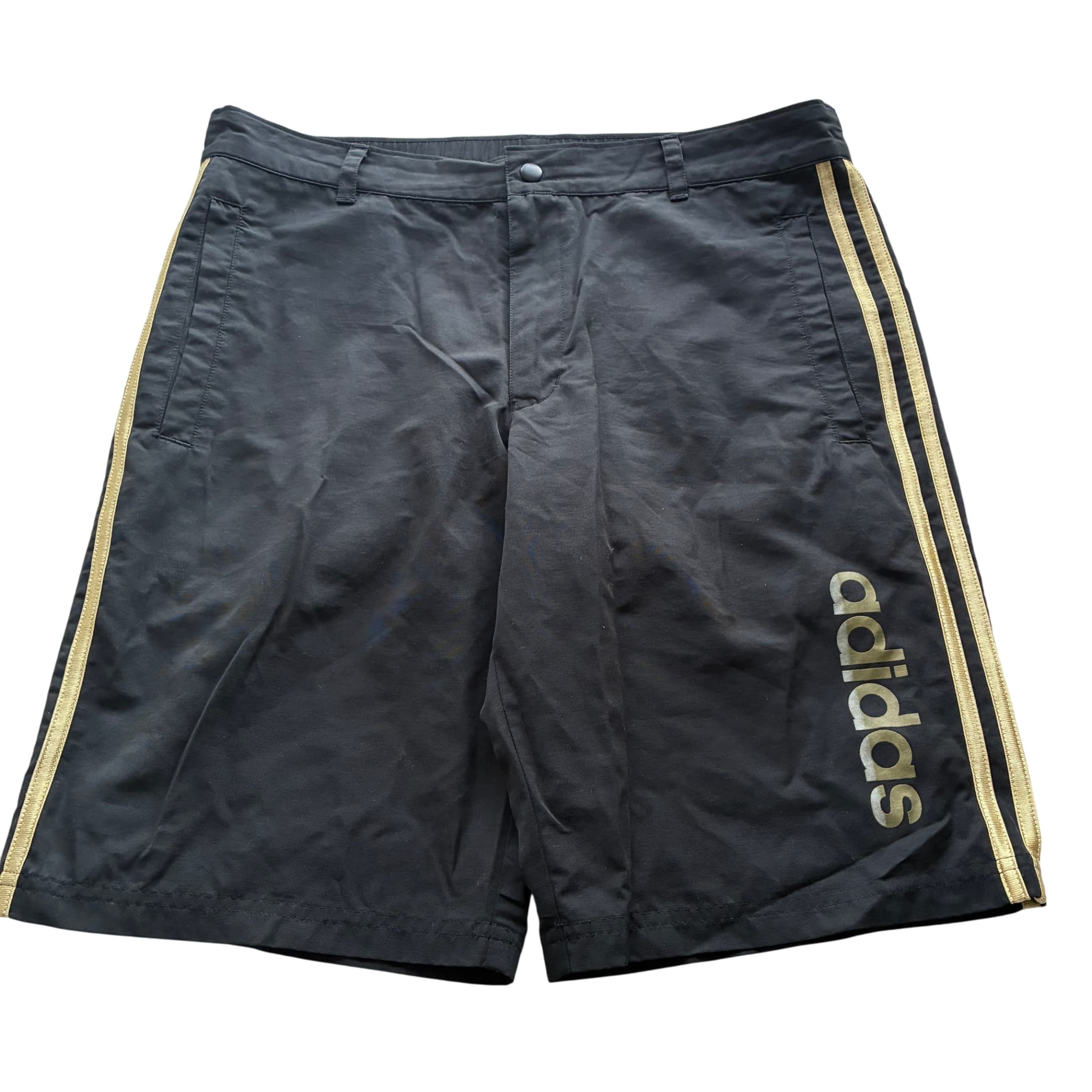 Adidas Men's Black And Gold 3-Stripe Athletic Shorts Size L — photo 1 of 7