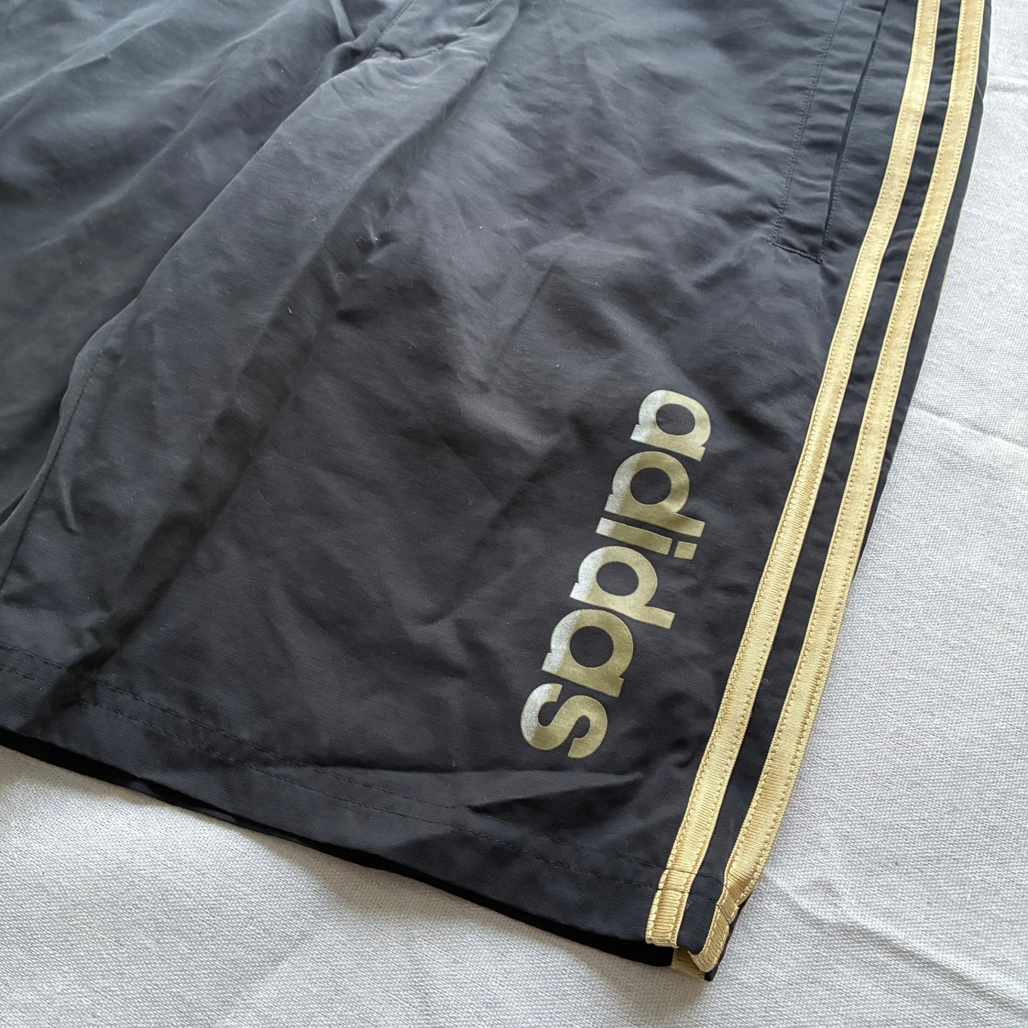 Adidas Men's Black And Gold 3-Stripe Athletic Shorts Size L — photo 2 of 7