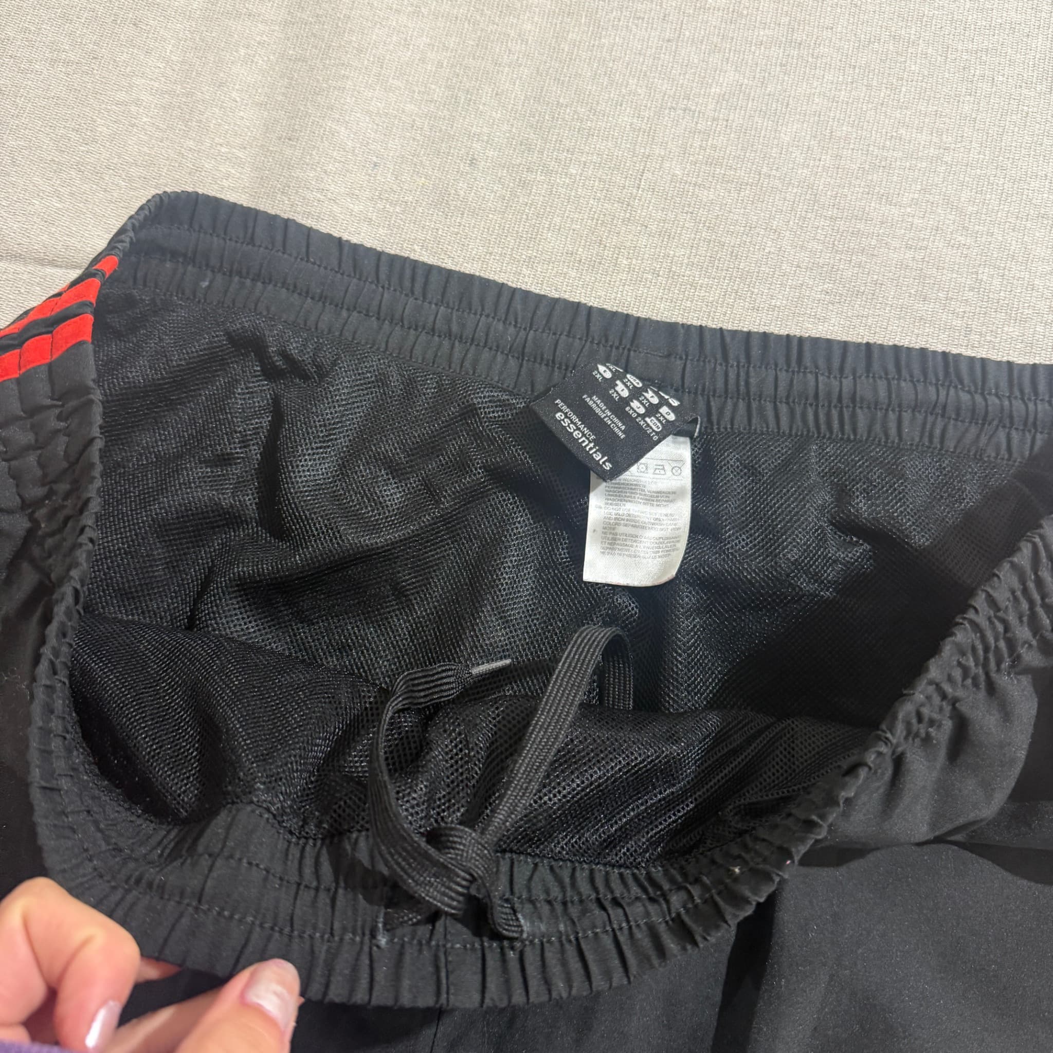 Adidas Men's Black Red Three-Stripe Track Shorts 2XL — photo 4 of 7