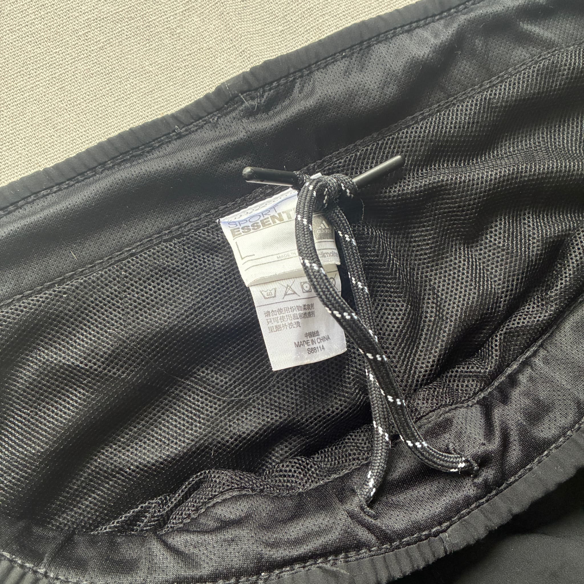 Adidas Men's Black Three-Stripe Nylon Track Shorts Baggy Vintage 2000s Release — photo 4 of 6