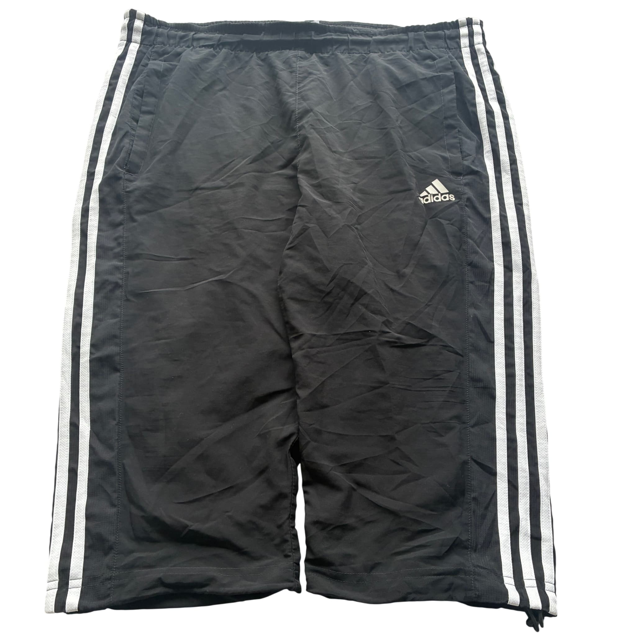 Adidas Men's Black Three-Stripe Nylon Track Shorts Baggy Vintage 2000s Release — photo 1 of 6