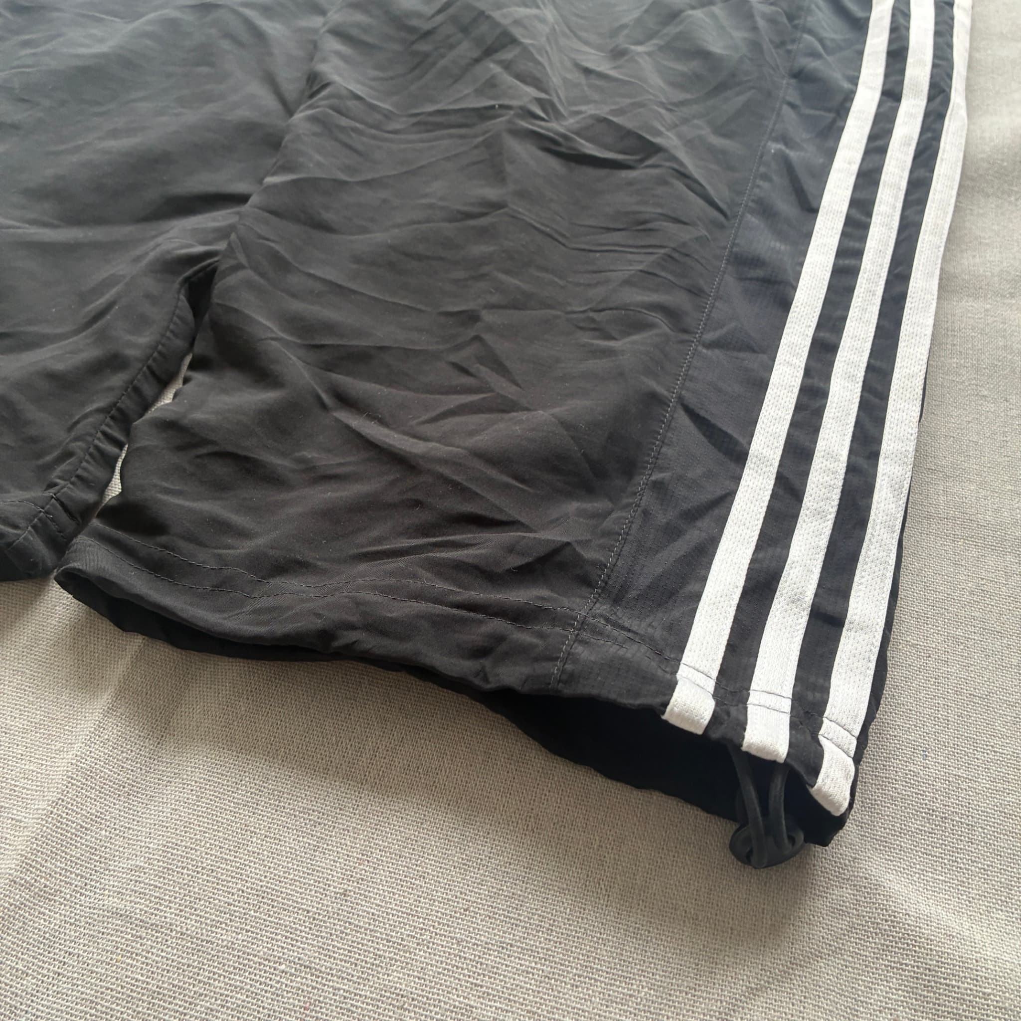 Adidas Men's Black Three-Stripe Nylon Track Shorts Baggy Vintage 2000s Release — photo 2 of 6
