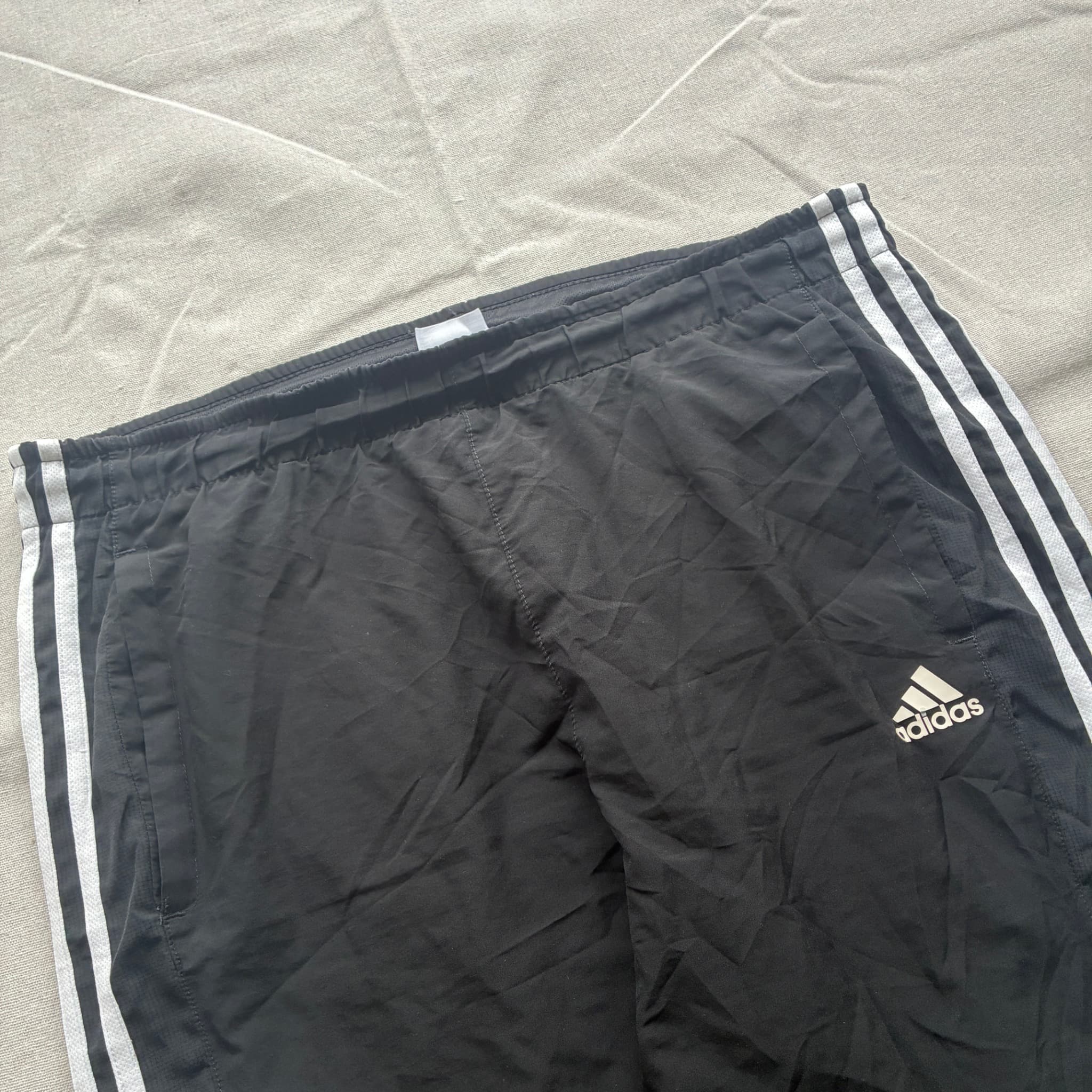 Adidas Men's Black Three-Stripe Nylon Track Shorts Baggy Vintage 2000s Release — photo 3 of 6