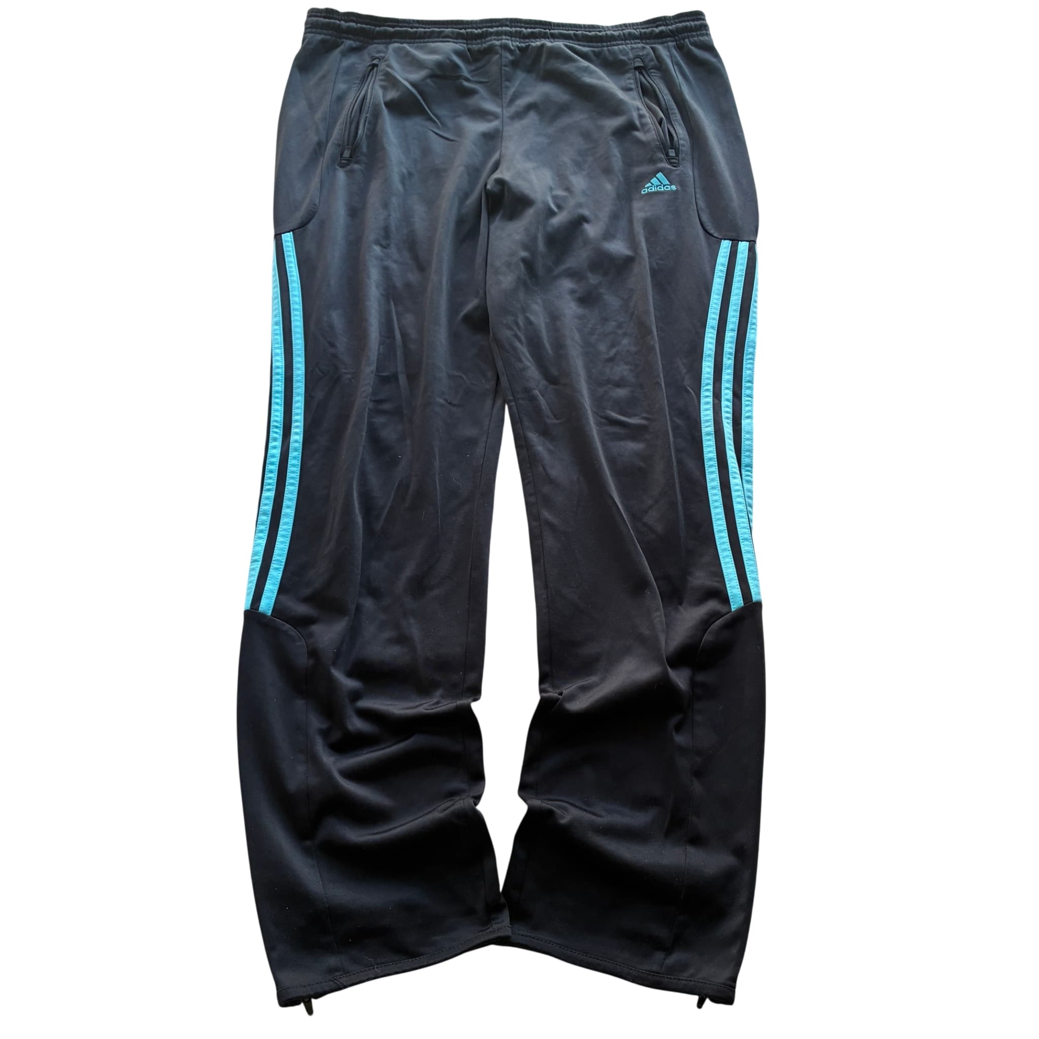 Adidas Men's Black Track Pants Blue Three-Stripes Size L — photo 1 of 8