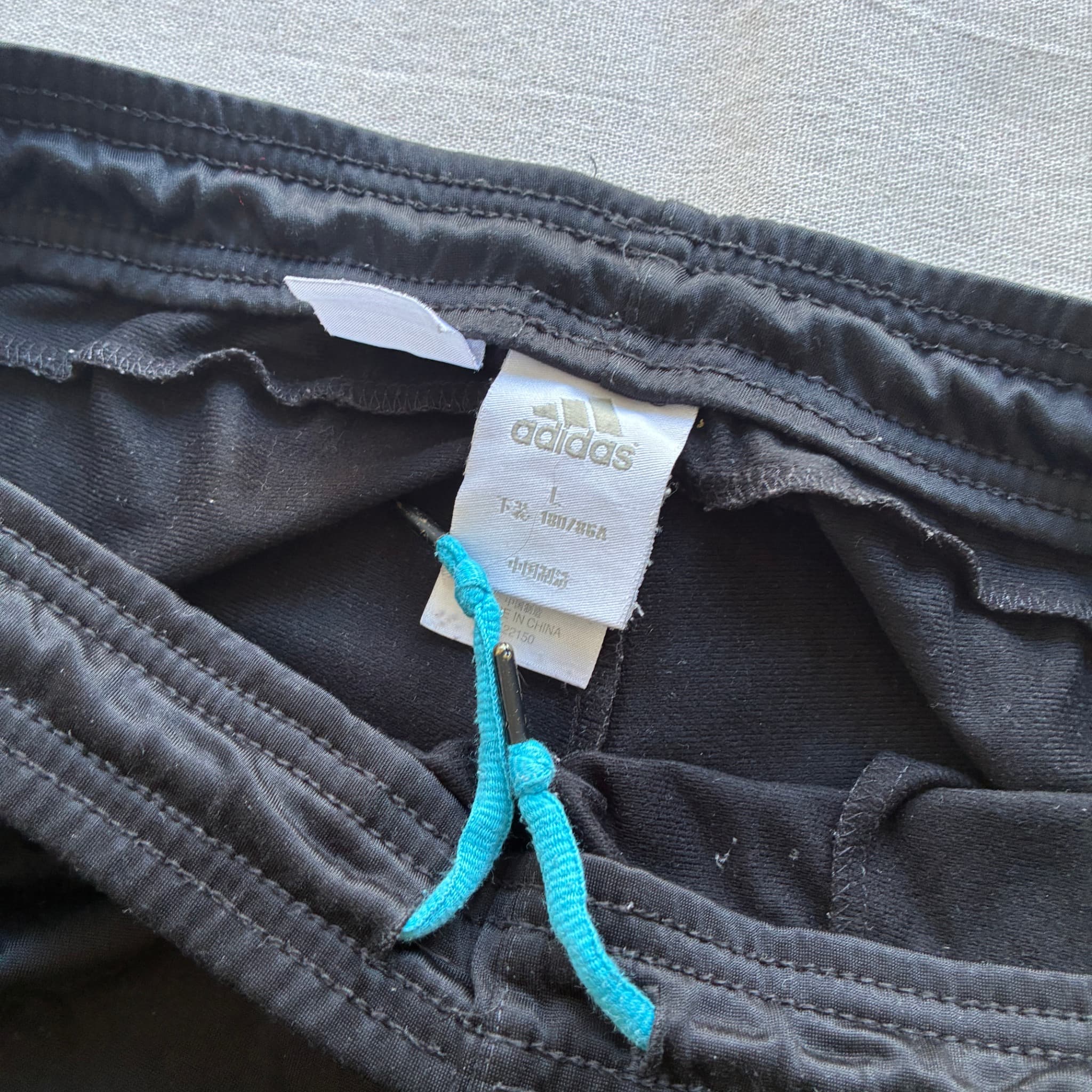 Adidas Men's Black Track Pants Blue Three-Stripes Size L — photo 4 of 8