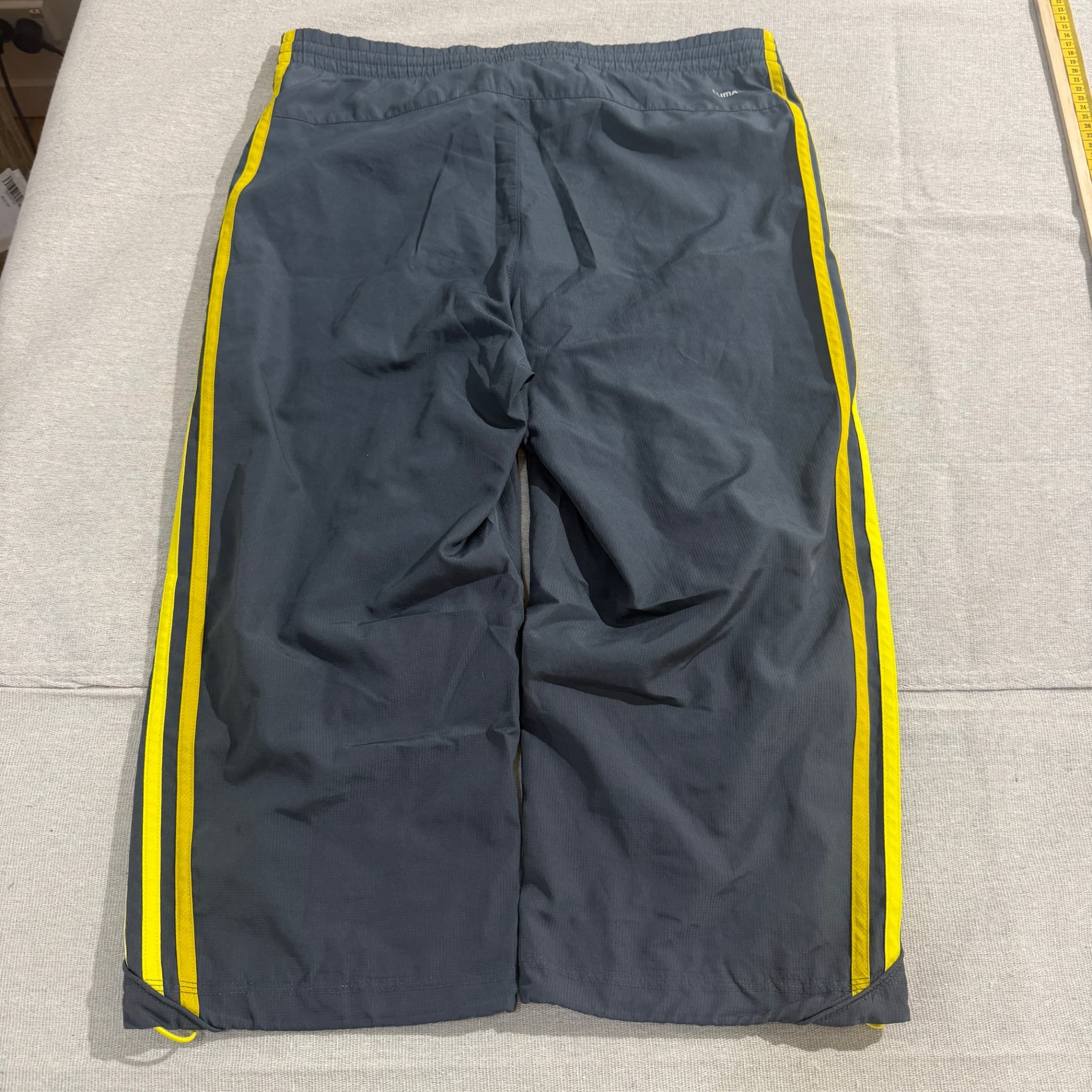 Adidas Men's Charcoal Grey Neon Yellow Track Pants Size S — photo 5 of 6