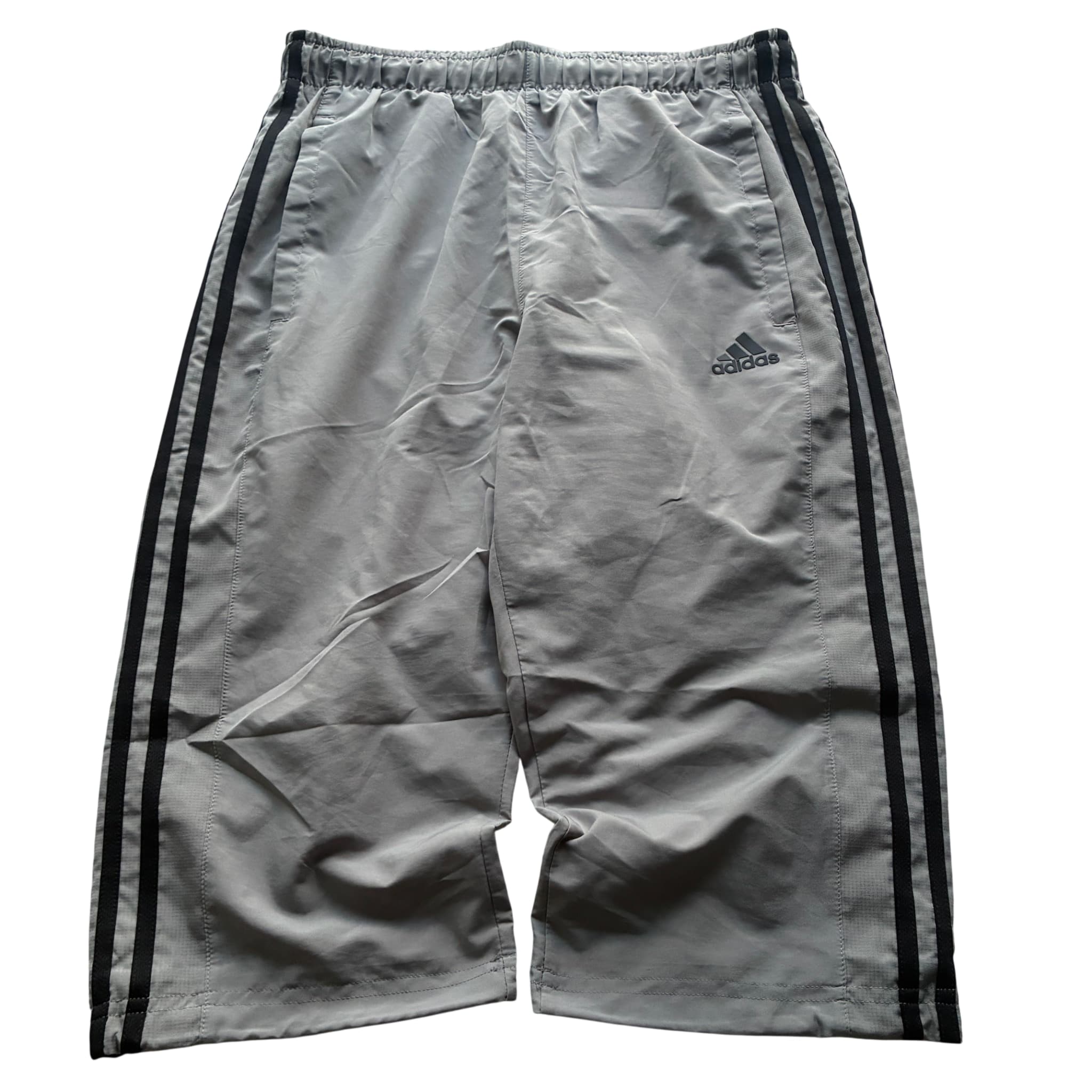 Adidas Men's Grey 3-Stripe Performance Training Shorts Baggy Vintage 2000s M — photo 1 of 7