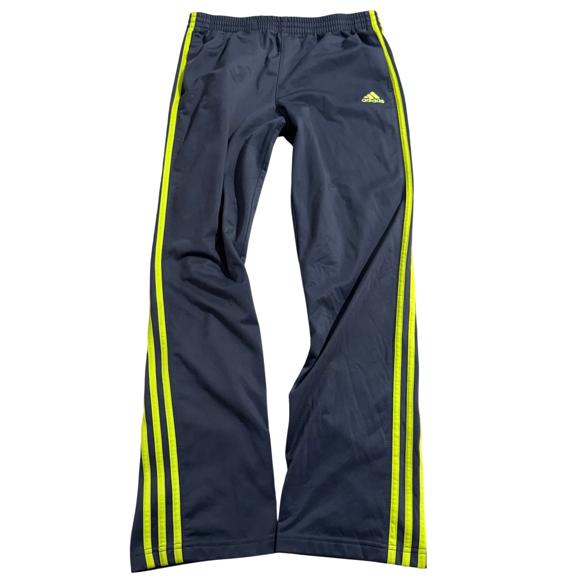 Adidas Men's Navy Blue & Neon Yellow 3-Stripe Track Pants Size L — photo 1 of 6