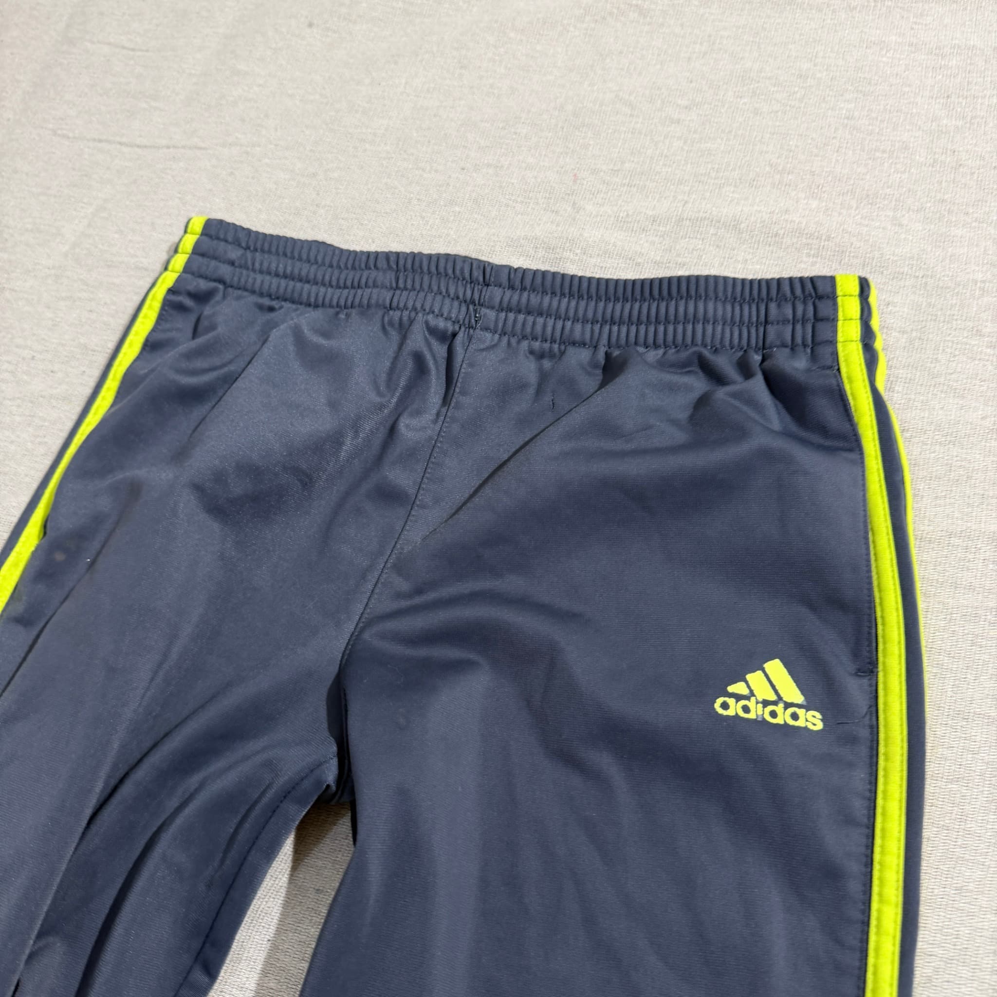 Adidas Men's Navy Blue & Neon Yellow 3-Stripe Track Pants Size L — photo 3 of 6