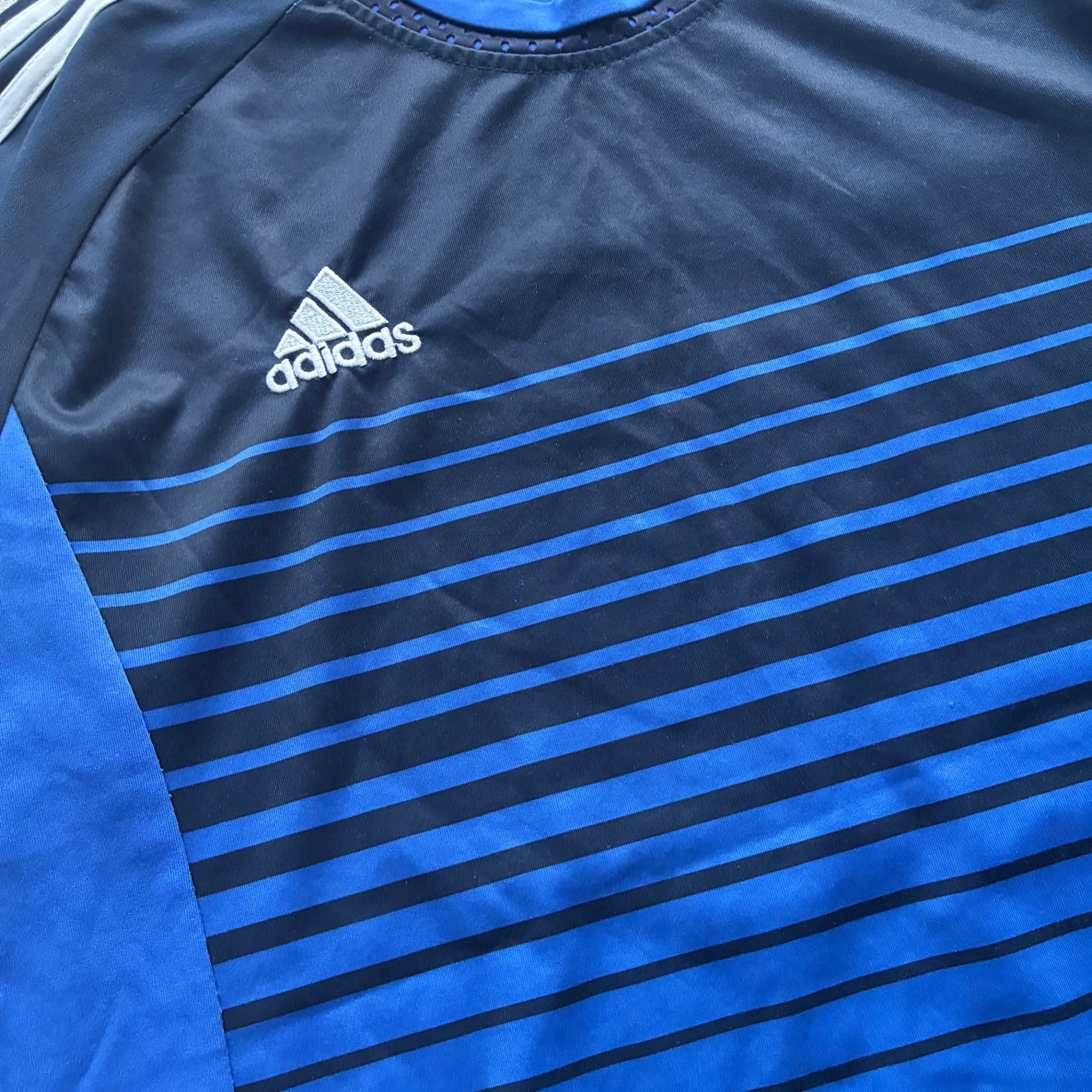 Adidas Men's Striped Soccer Training Jersey Blue Number 28 — photo 3 of 8