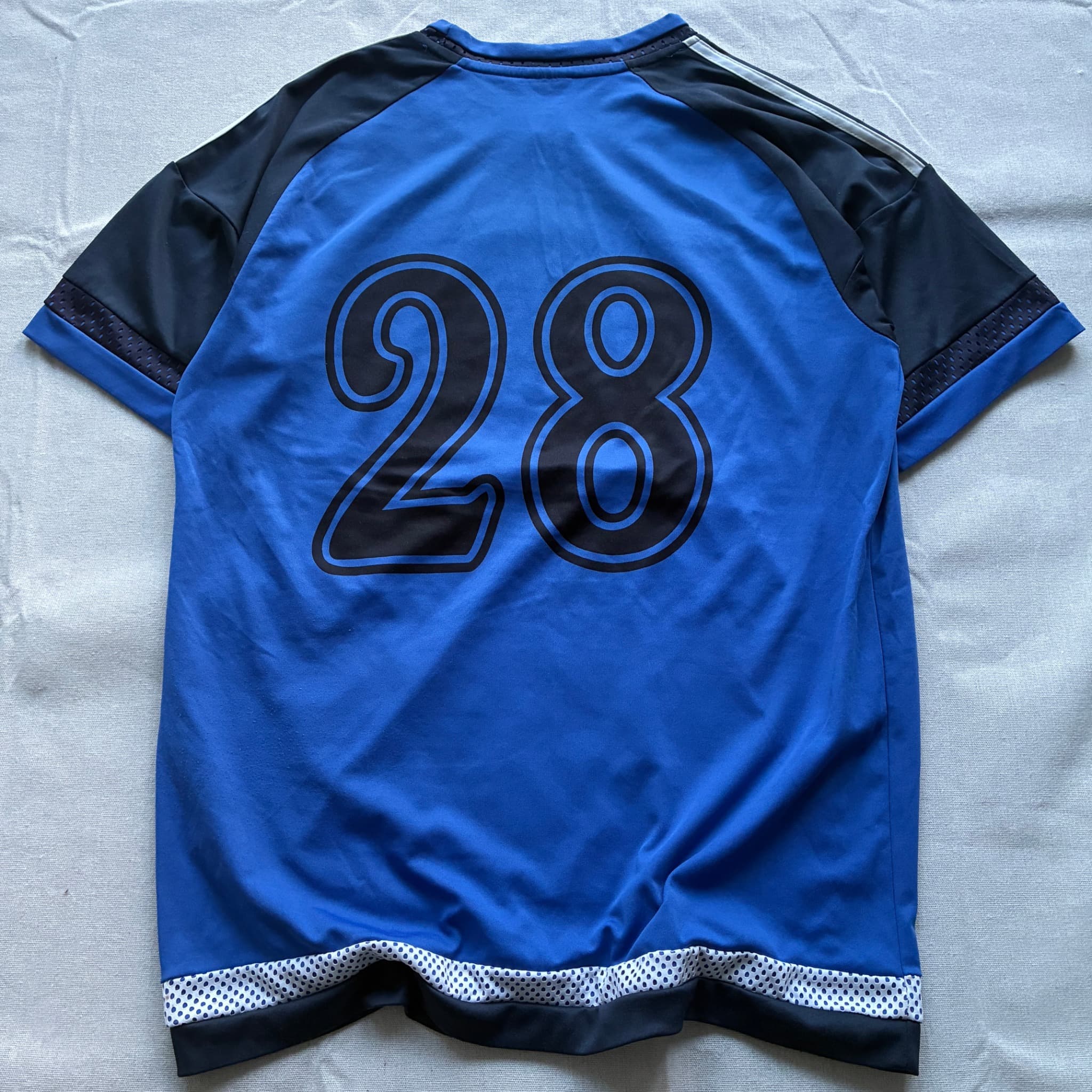 Adidas Men's Striped Soccer Training Jersey Blue Number 28 — photo 5 of 8