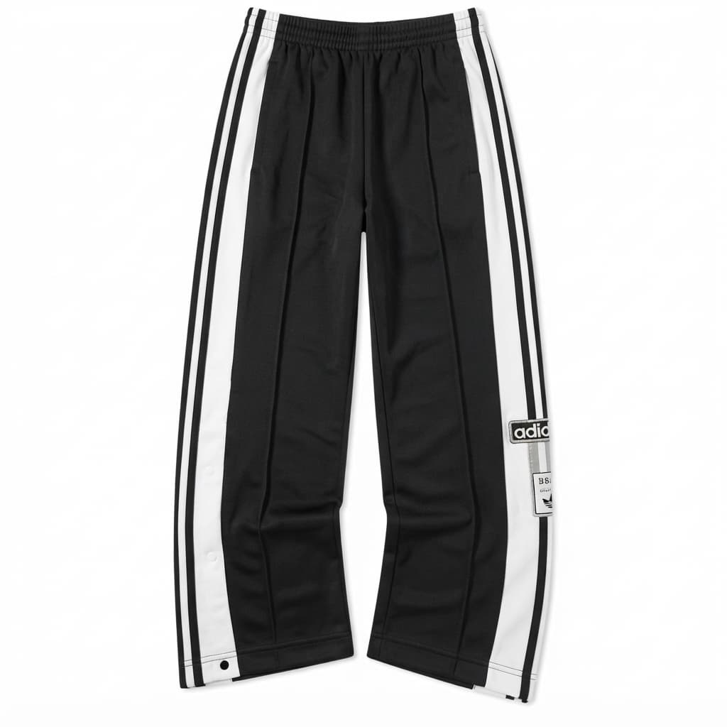 Adidas Originals Black White Snap Track Pants 2000s