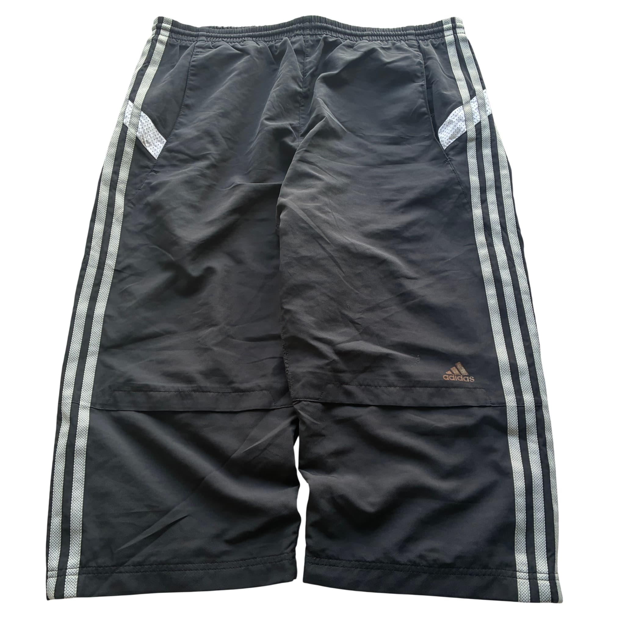 Adidas Vintage 3-Stripe Nylon Track Shorts Black Baggy 2000s — photo 1 of 7
