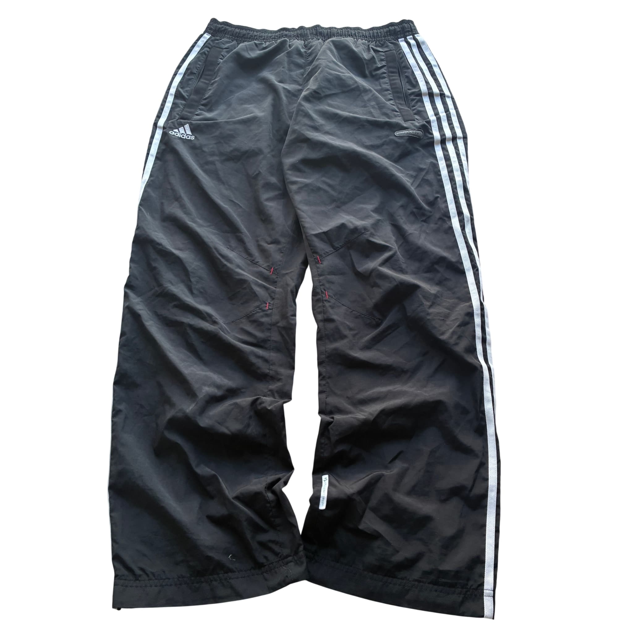 Adidas Vintage 90s/00s Nylon Track Pants Black White Baggy Unisex Size M — photo 1 of 8