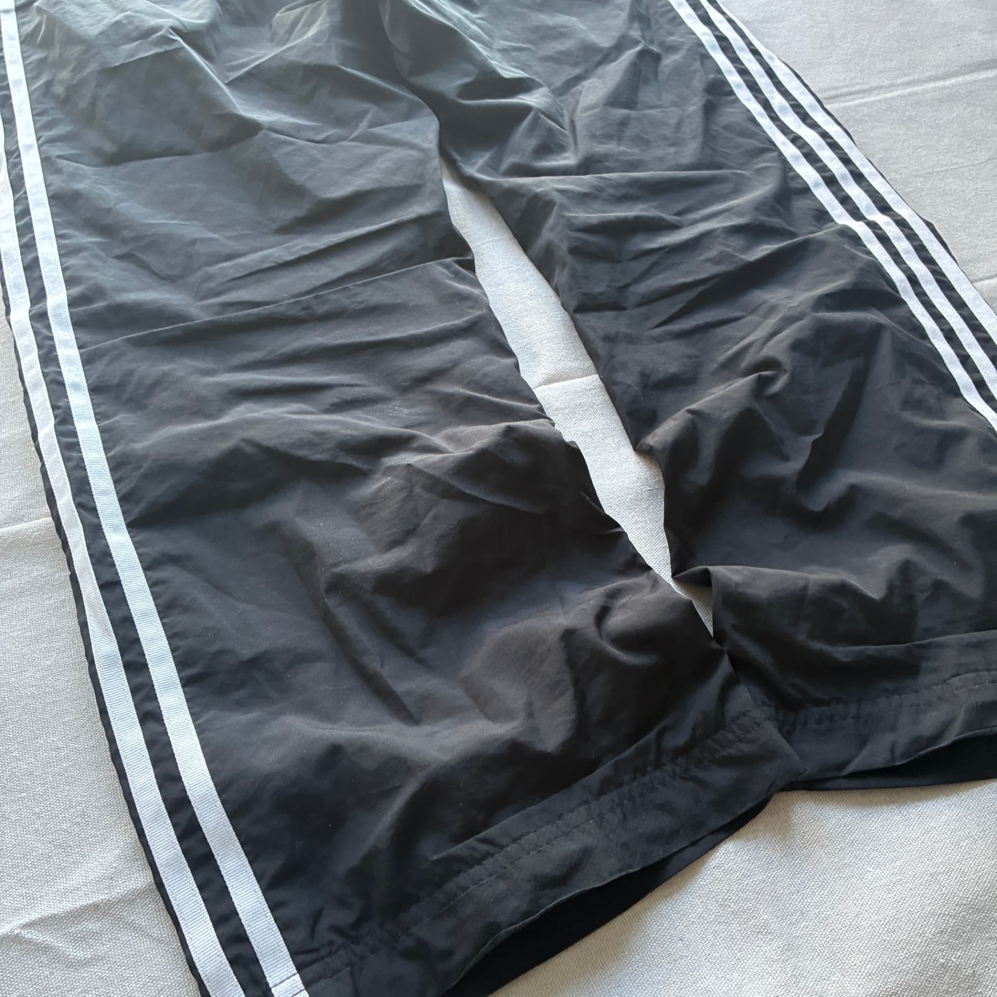 Adidas Vintage 90s/00s Nylon Track Pants Black White Baggy Unisex Size M — photo 6 of 8