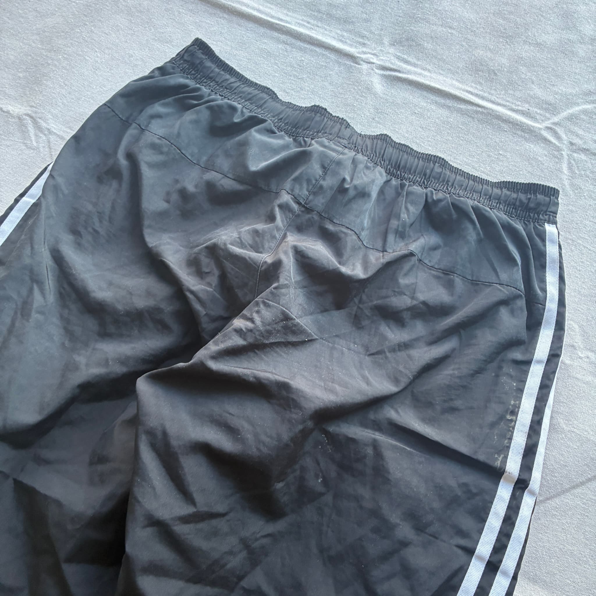 Adidas Vintage 90s/00s Nylon Track Pants Black White Baggy Unisex Size M — photo 7 of 8