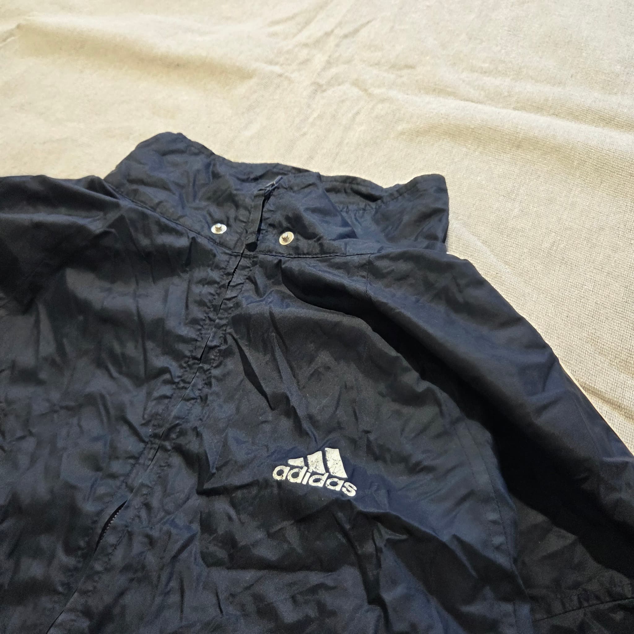 Adidas Vintage Black Full-Zip Windbreaker Jacket Baggy 2000s Release Size M — photo 2 of 7