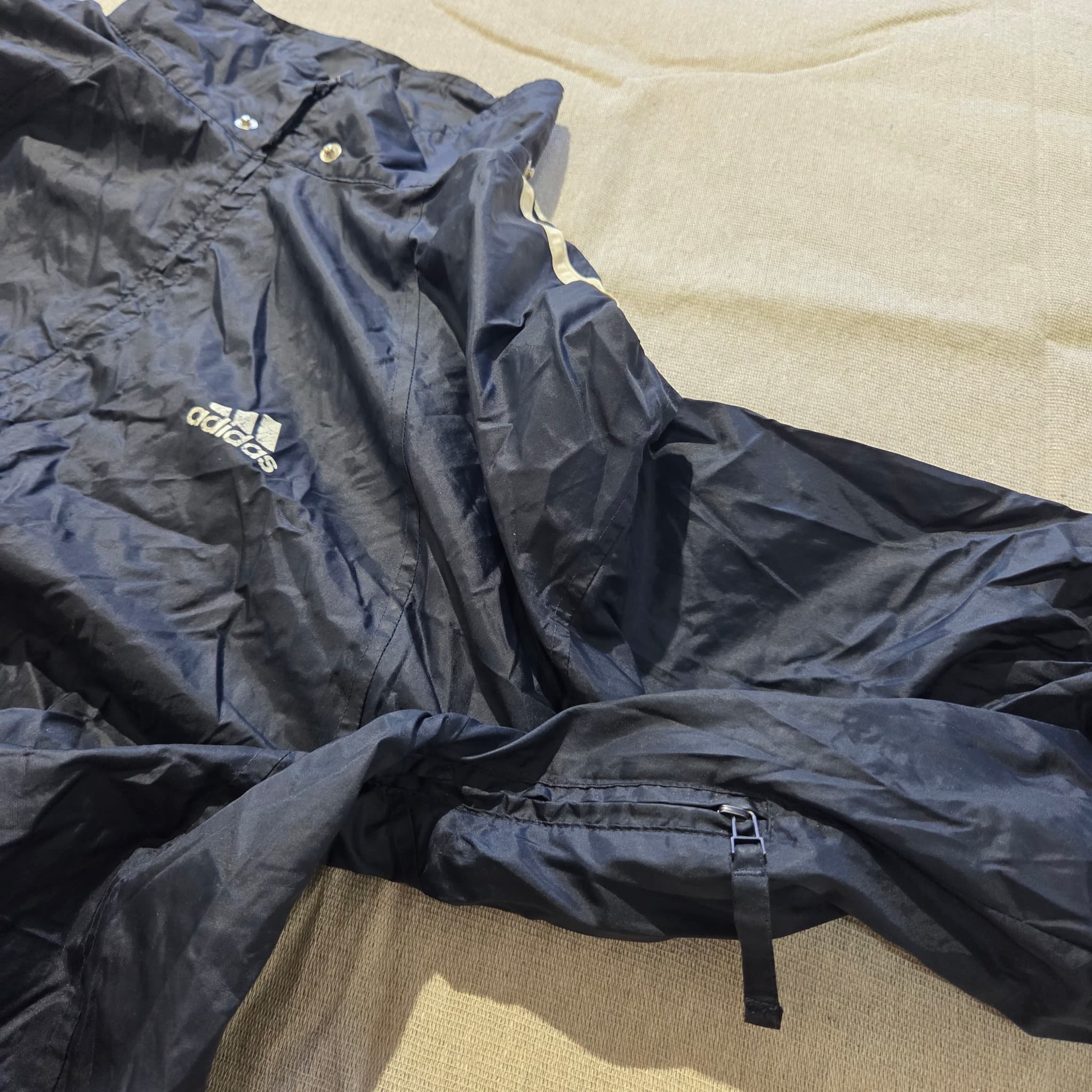 Adidas Vintage Black Full-Zip Windbreaker Jacket Baggy 2000s Release Size M — photo 3 of 7