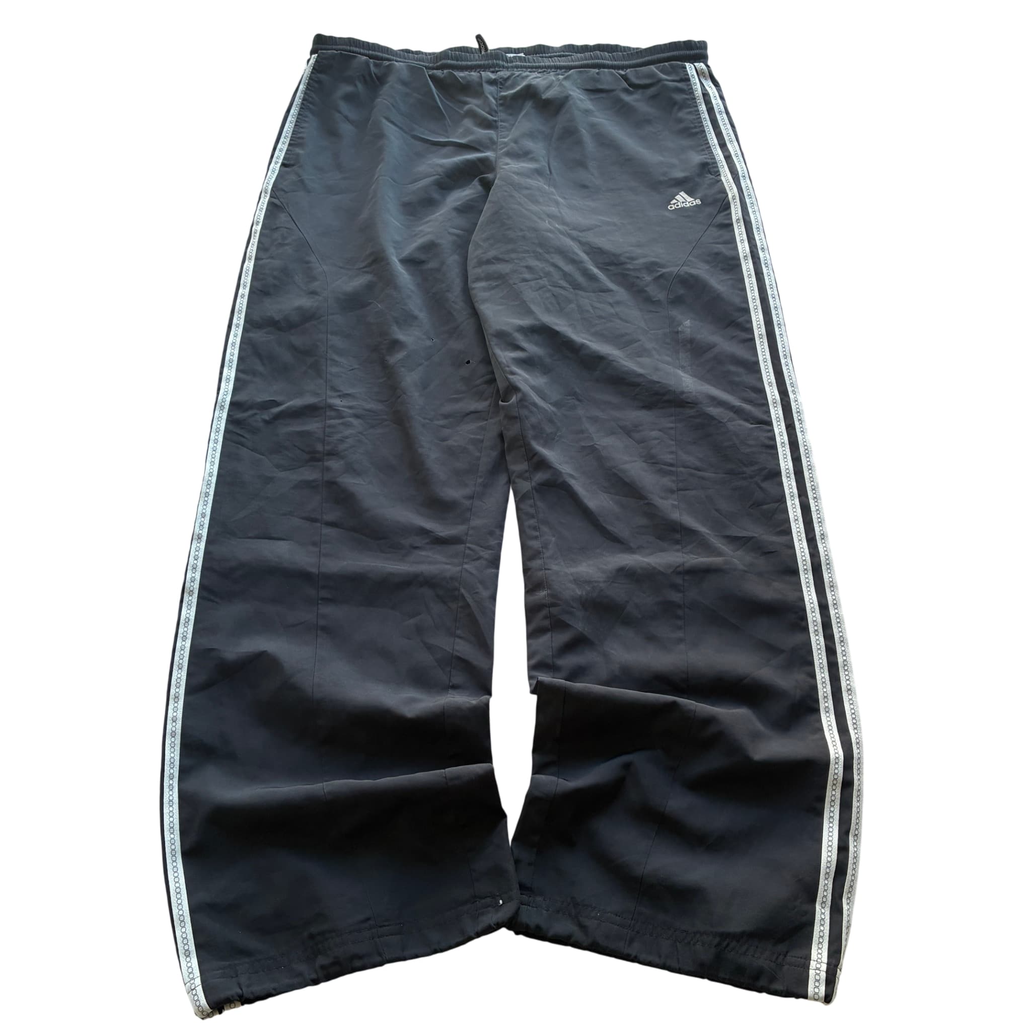 Adidas Vintage Black Track Pants White Side Stripes Size L — photo 1 of 7
