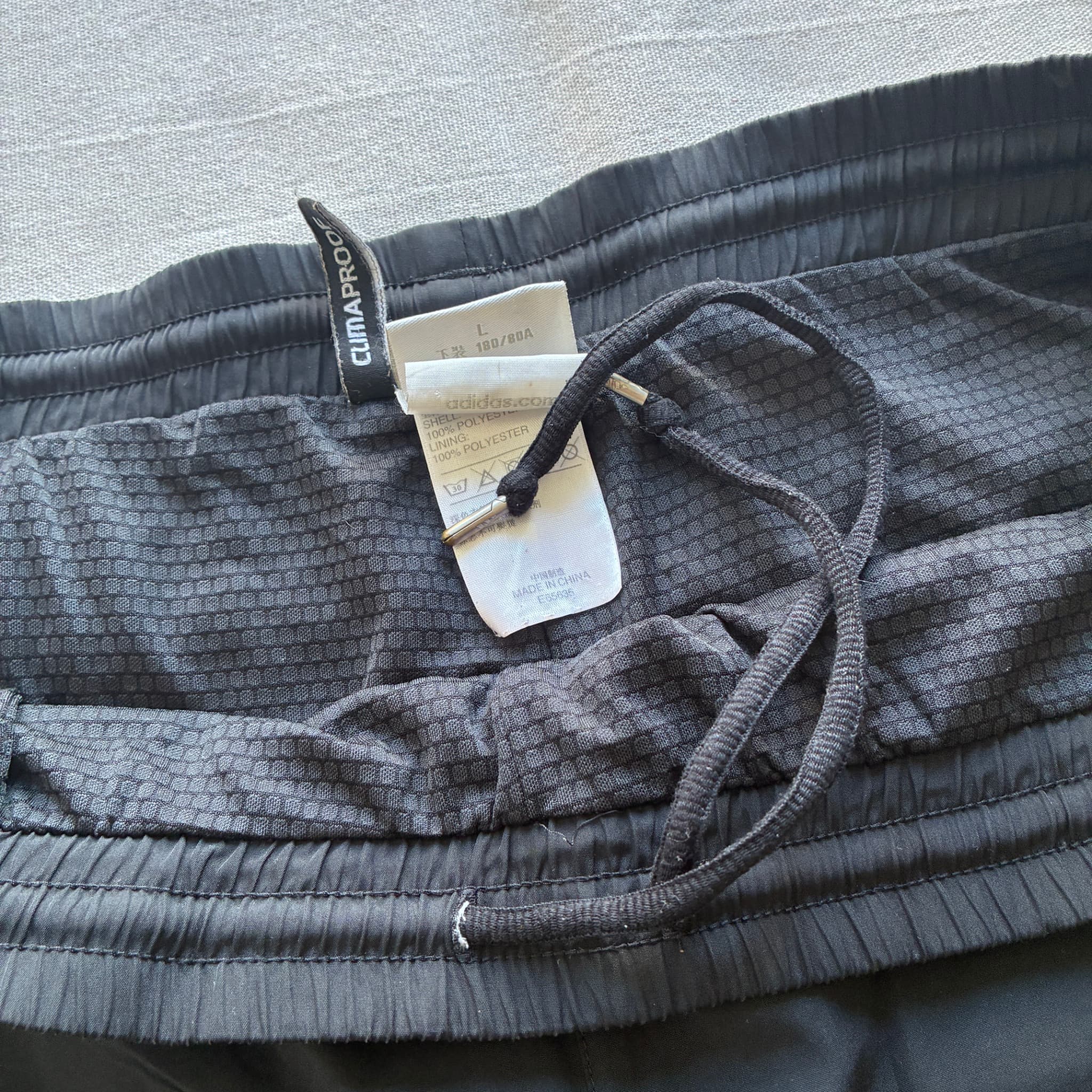 Adidas Vintage Black Track Pants White Side Stripes Size L — photo 4 of 7