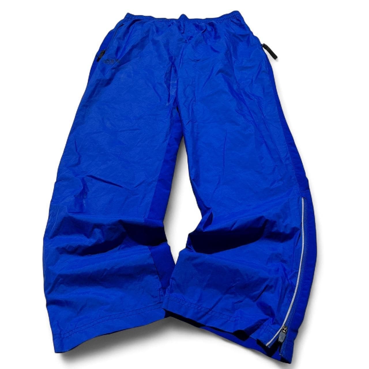 Adidas Vintage Blue Nylon Track Pants Side Zip Size S — photo 1 of 5