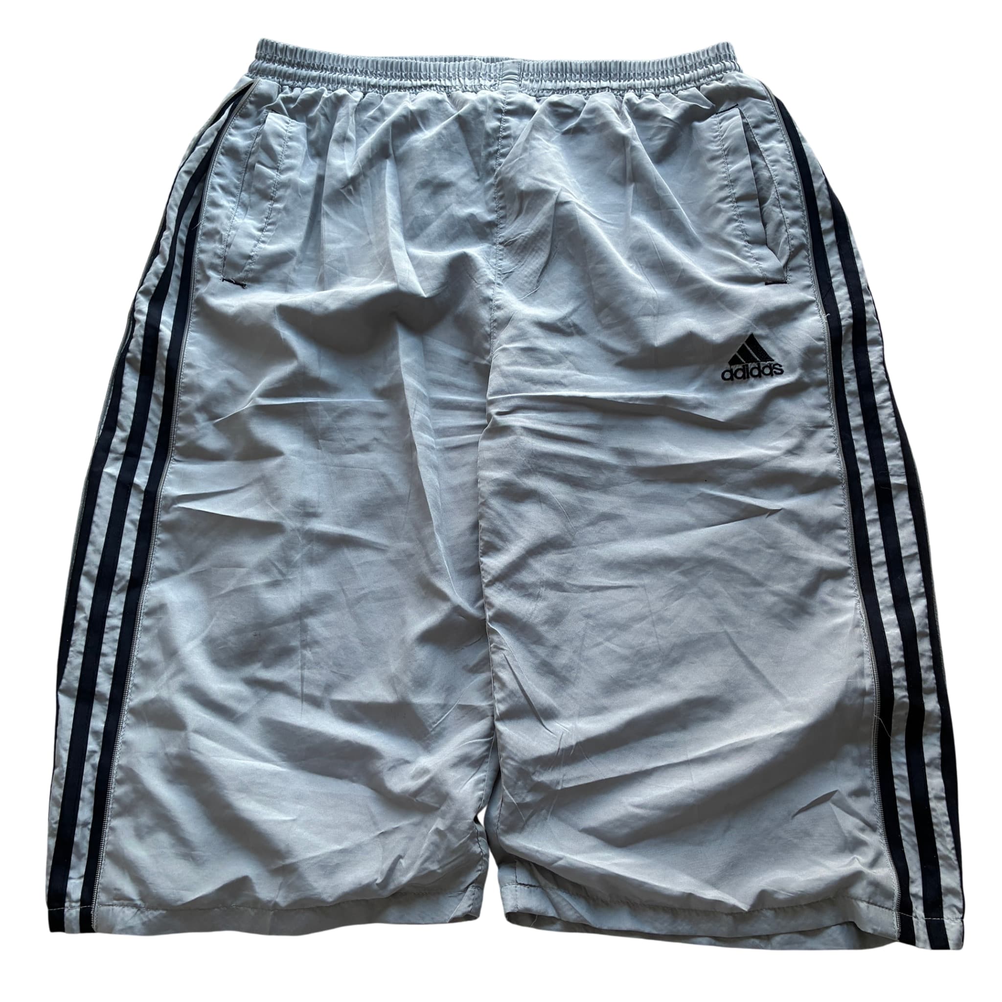 Adidas Vintage Nylon 3-Stripe Athletic Shorts Grey — photo 1 of 8