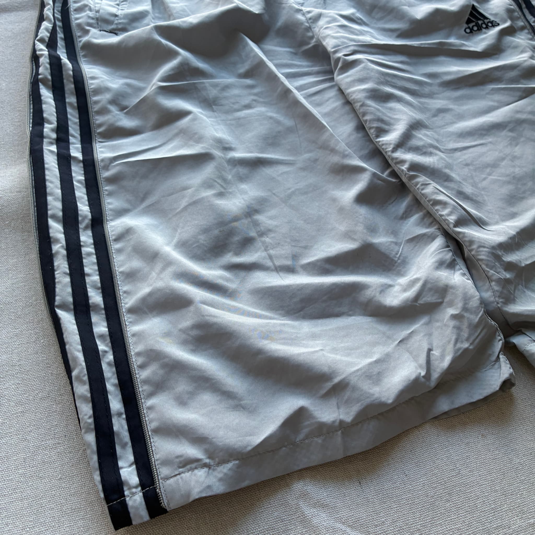 Adidas Vintage Nylon 3-Stripe Athletic Shorts Grey — photo 2 of 8