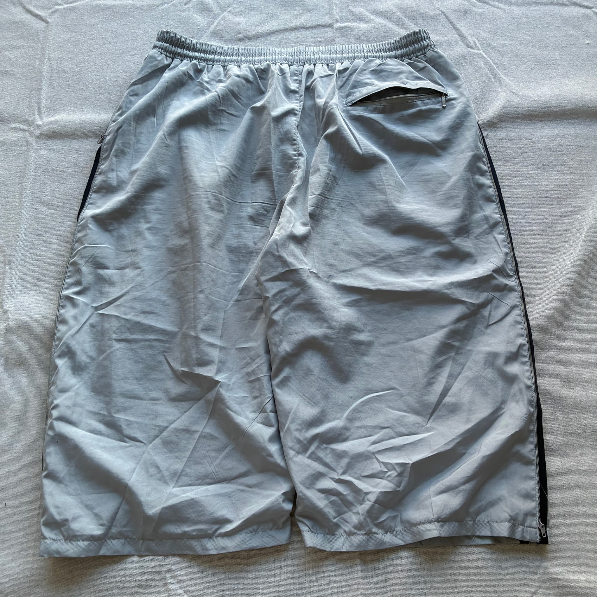 Adidas Vintage Nylon 3-Stripe Athletic Shorts Grey — photo 5 of 8