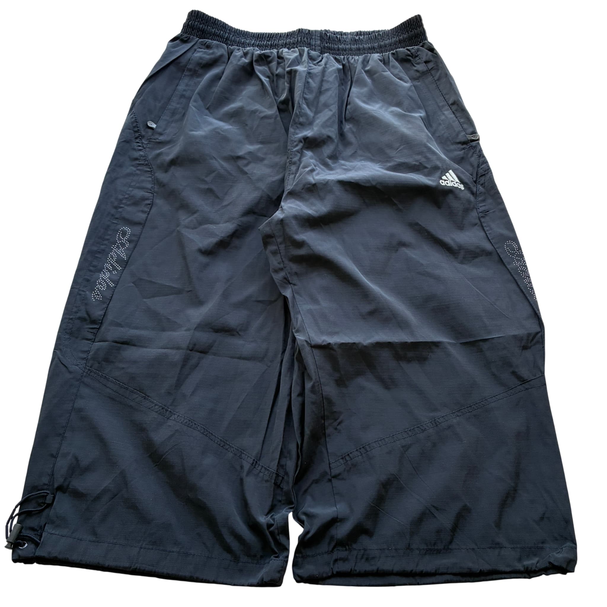 Adidas Vintage Nylon Cargo Capri Shorts Black Baggy 2000s Release — photo 1 of 7