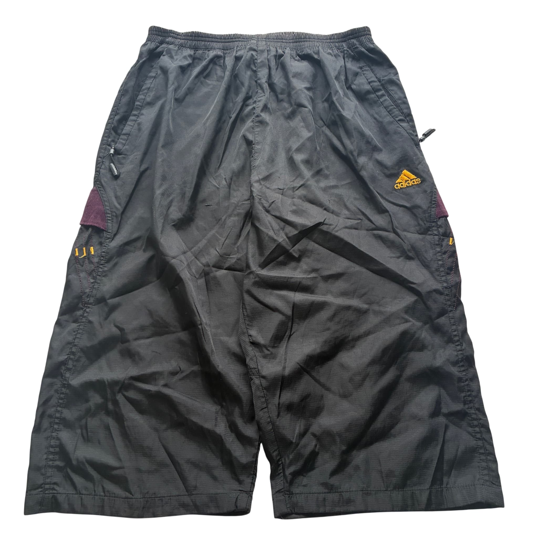 Adidas Vintage Nylon Cargo Shorts Black Maroon Gold Baggy 2000s — photo 1 of 7