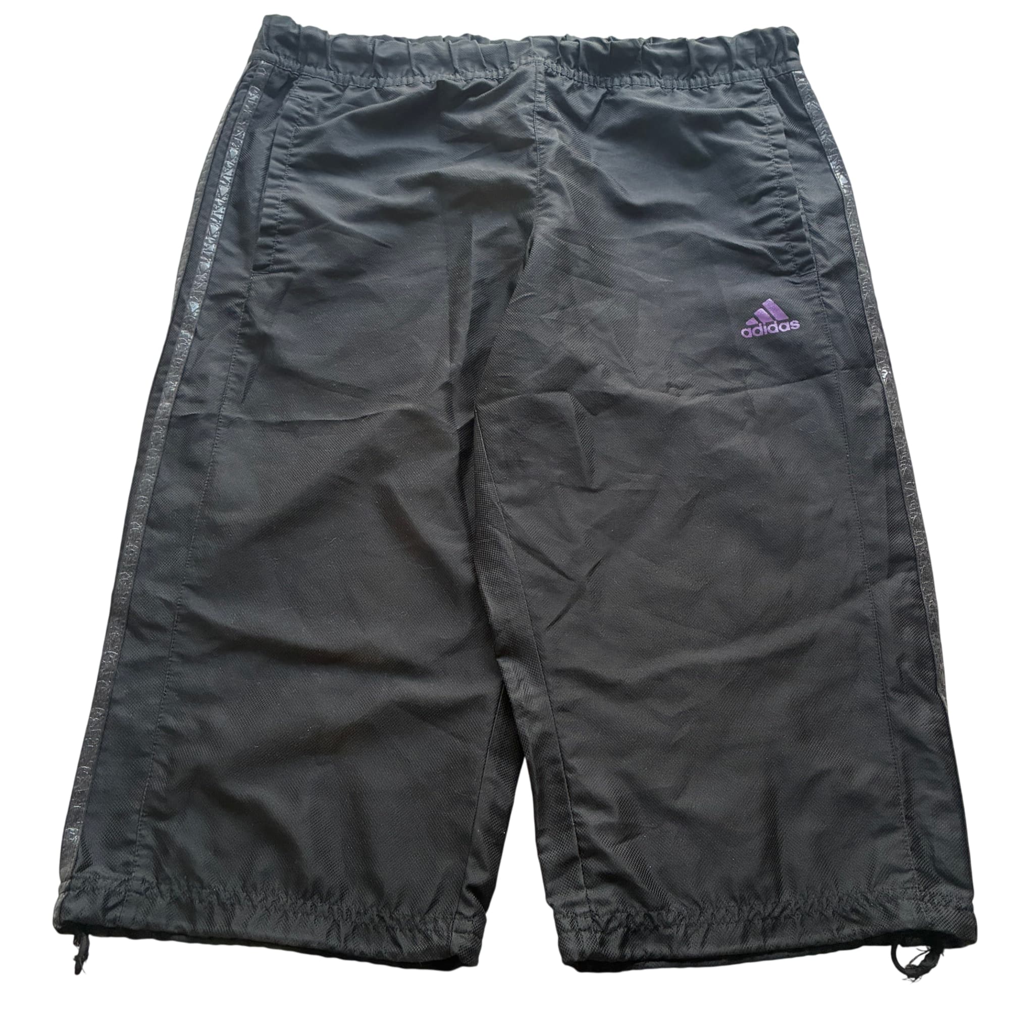 Adidas Vintage Nylon Three-Quarter Length Athletic Shorts Black XL — photo 1 of 7