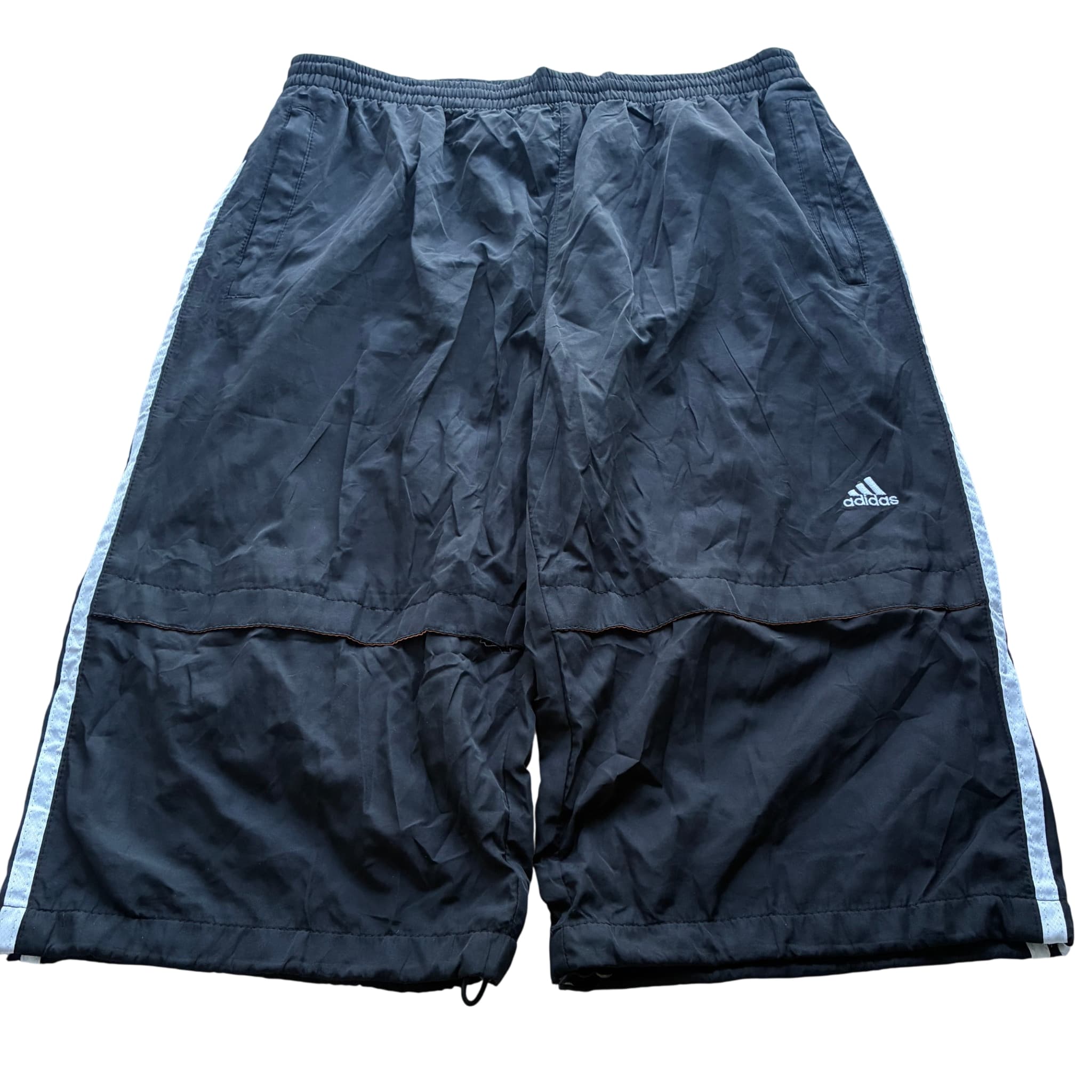 Adidas Vintage Nylon Track Shorts Black Side Stripes XXL — photo 1 of 6