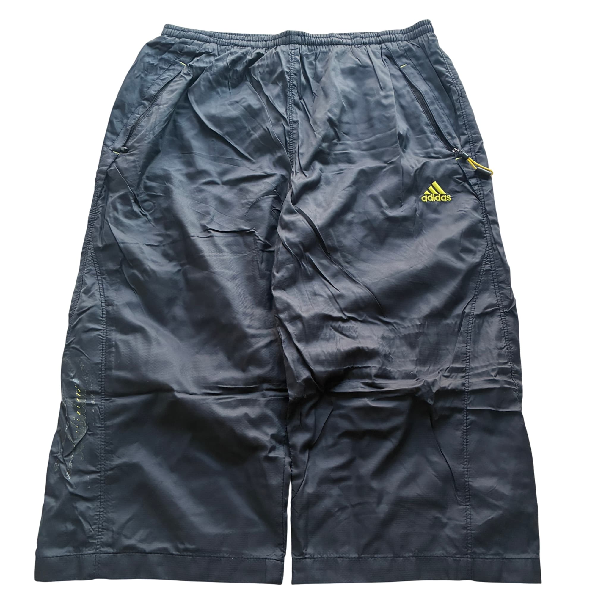 Adidas Vintage Nylon Track Shorts Black Yellow Logo Detail Unisex — photo 1 of 7