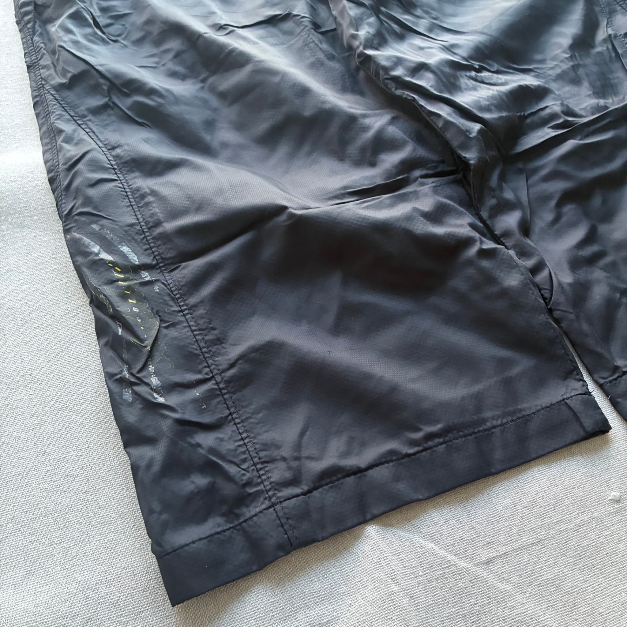 Adidas Vintage Nylon Track Shorts Black Yellow Logo Detail Unisex — photo 2 of 7