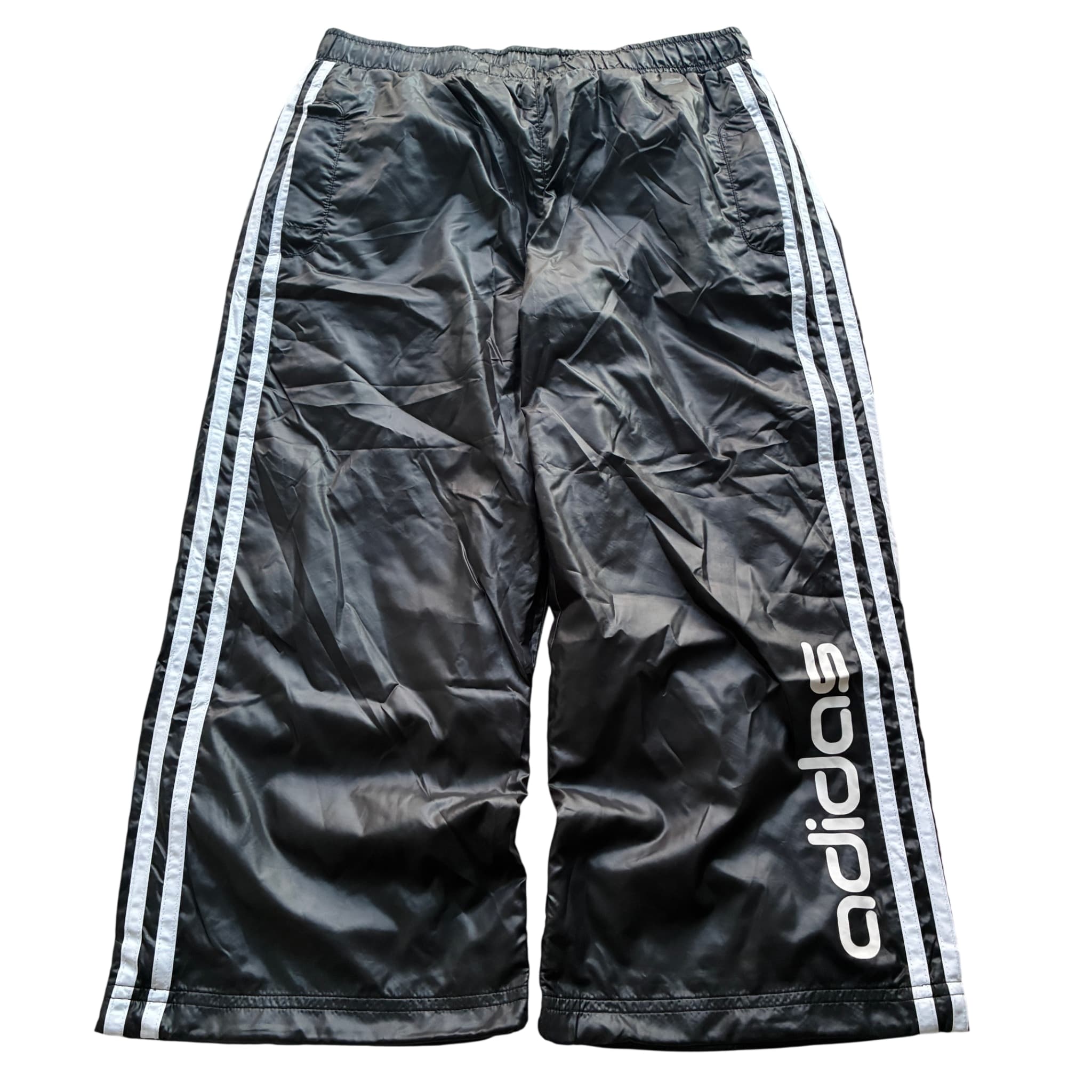 Adidas Vintage Shiny Nylon Track Pants Black Baggy 2000s Release Size M — photo 1 of 7