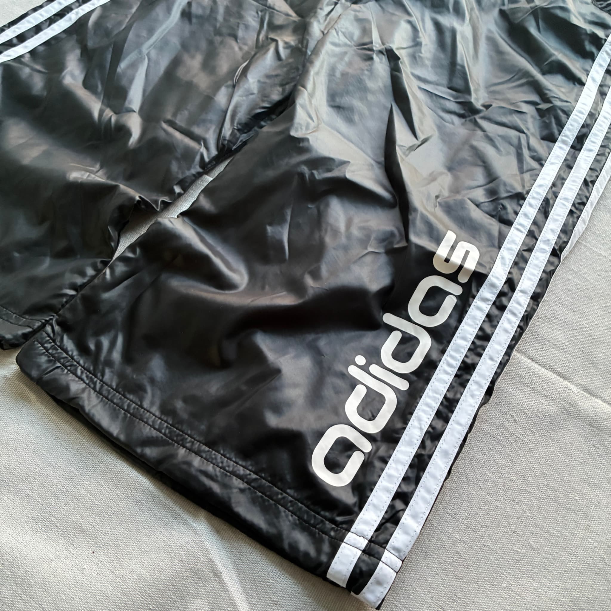 Adidas Vintage Shiny Nylon Track Pants Black Baggy 2000s Release Size M — photo 2 of 7