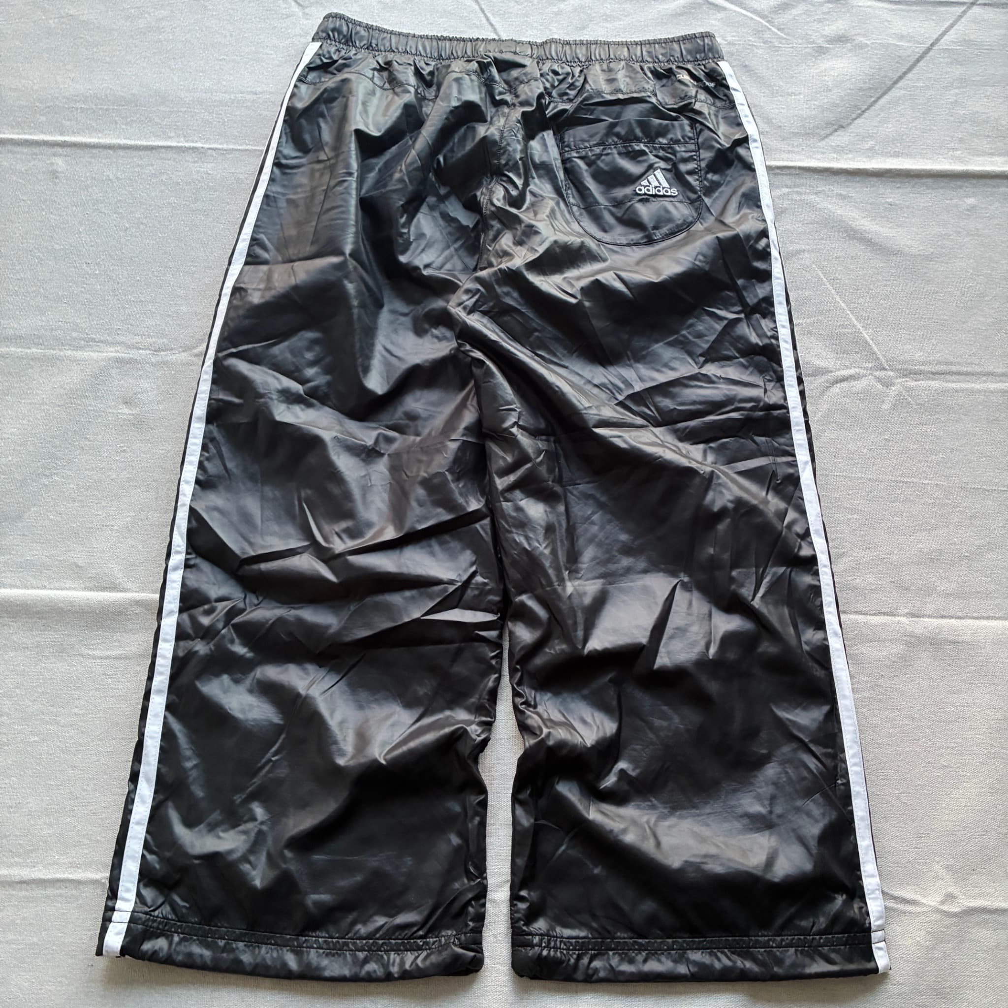 Adidas Vintage Shiny Nylon Track Pants Black Baggy 2000s Release Size M — photo 5 of 7