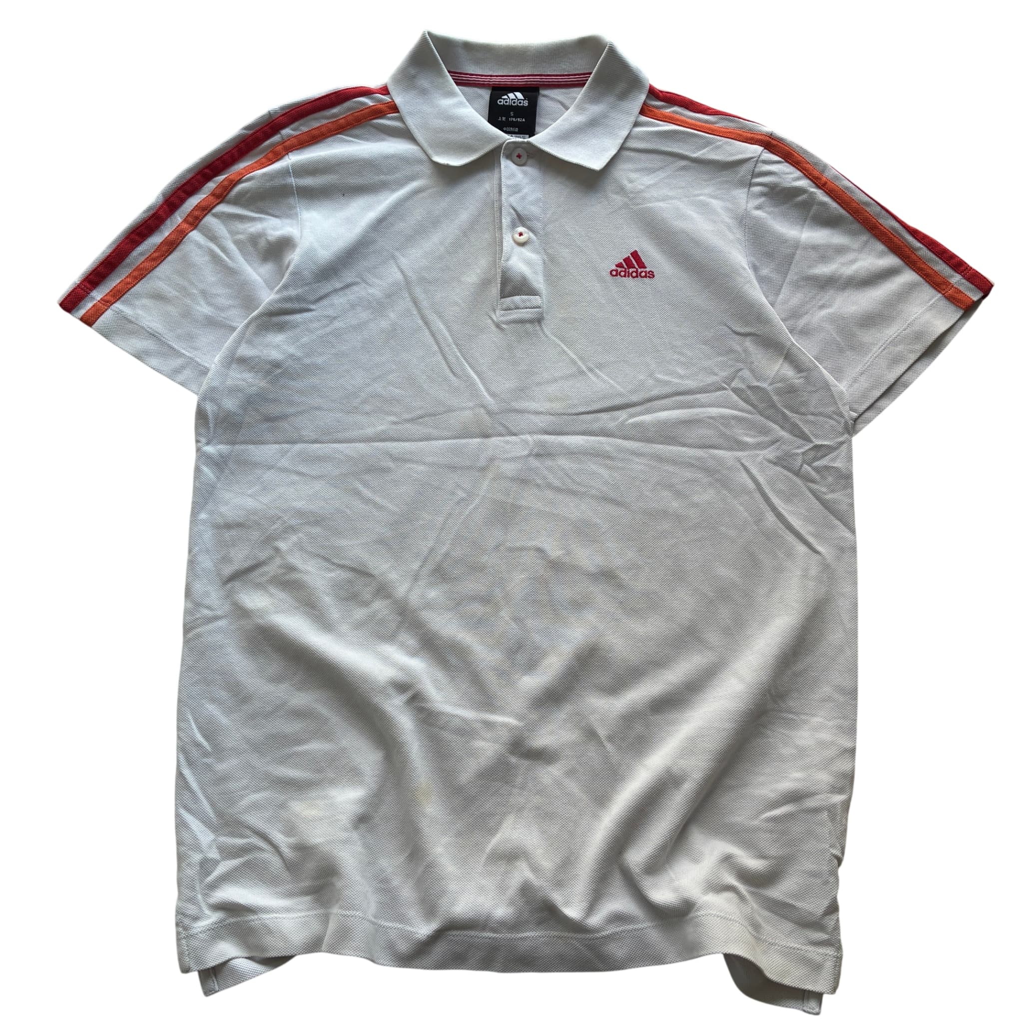 Adidas White Polo Shirt Red Orange Stripe Detail Men's Size S — photo 1 of 6
