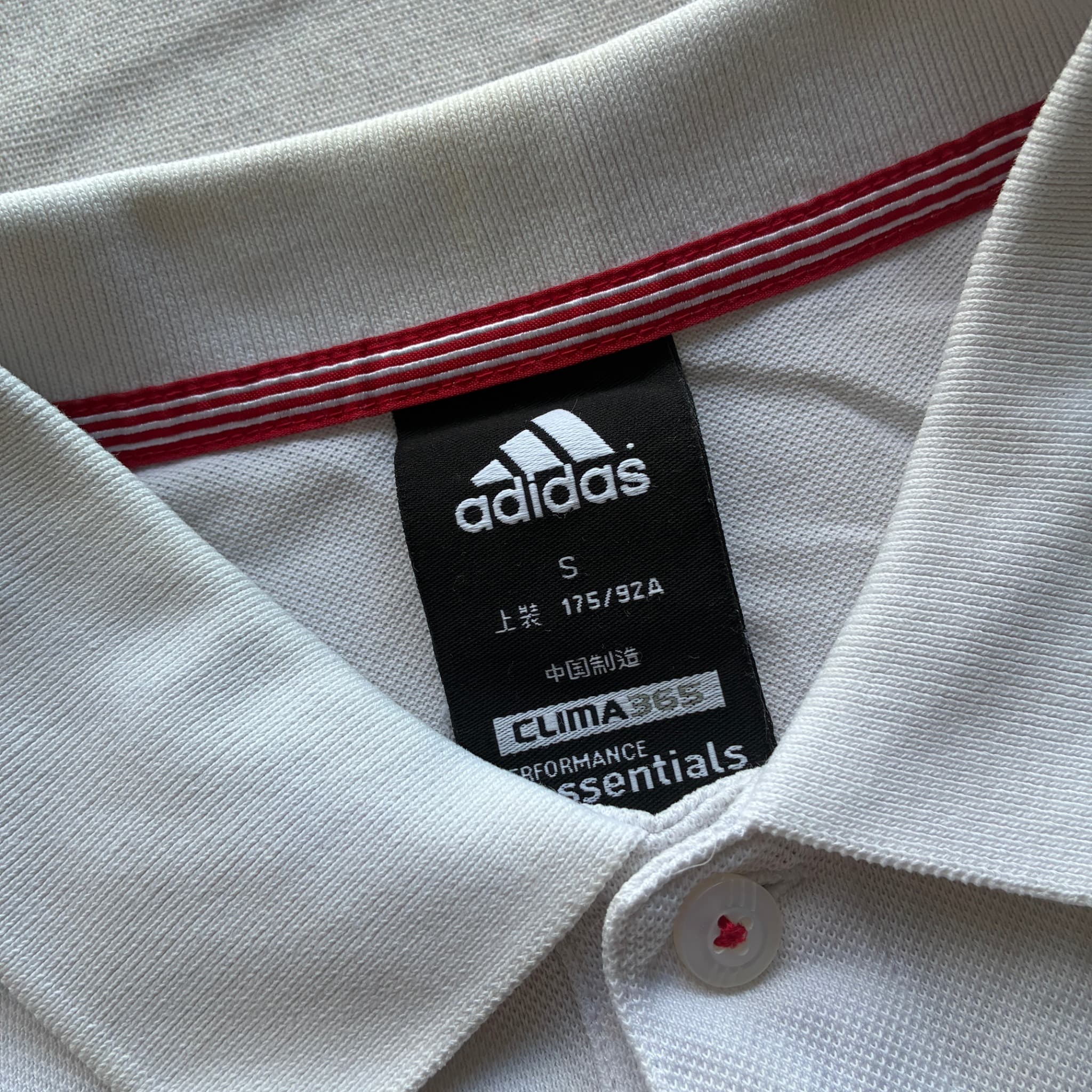 Adidas White Polo Shirt Red Orange Stripe Detail Men's Size S — photo 4 of 6
