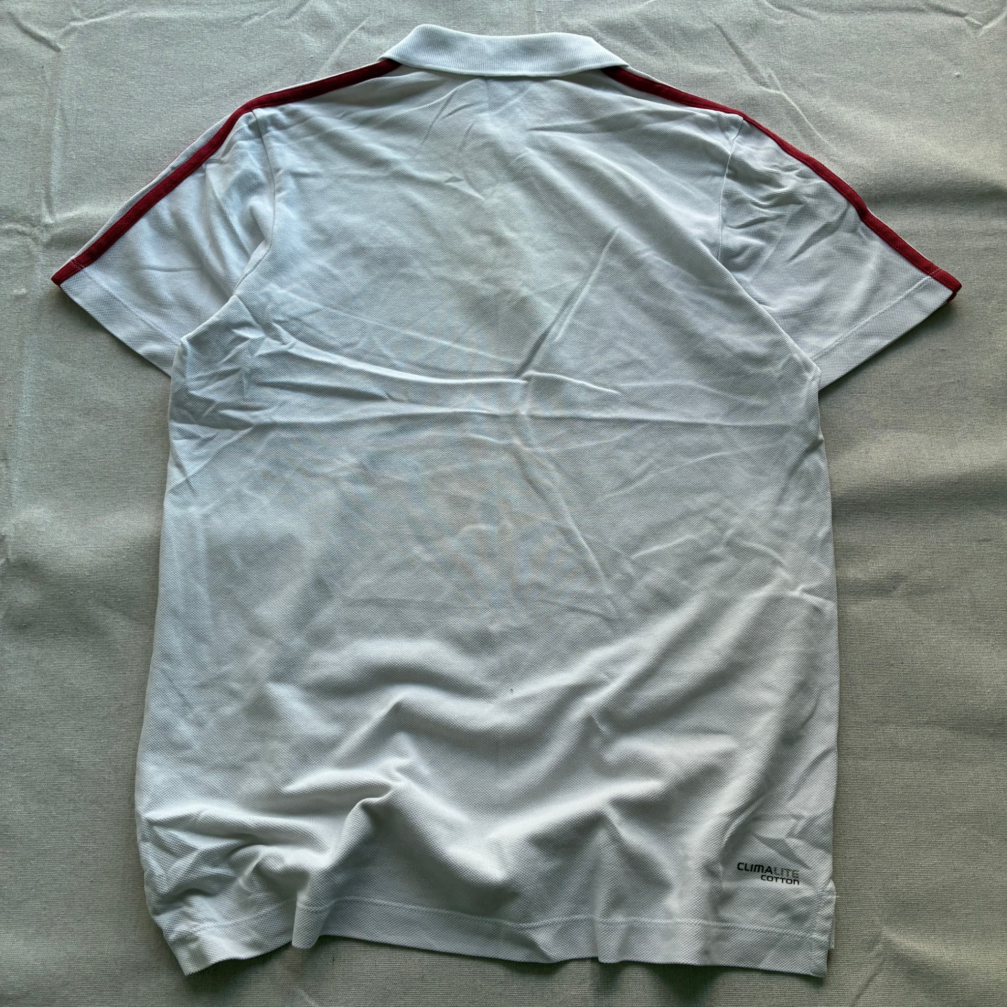 Adidas White Polo Shirt Red Orange Stripe Detail Men's Size S — photo 5 of 6