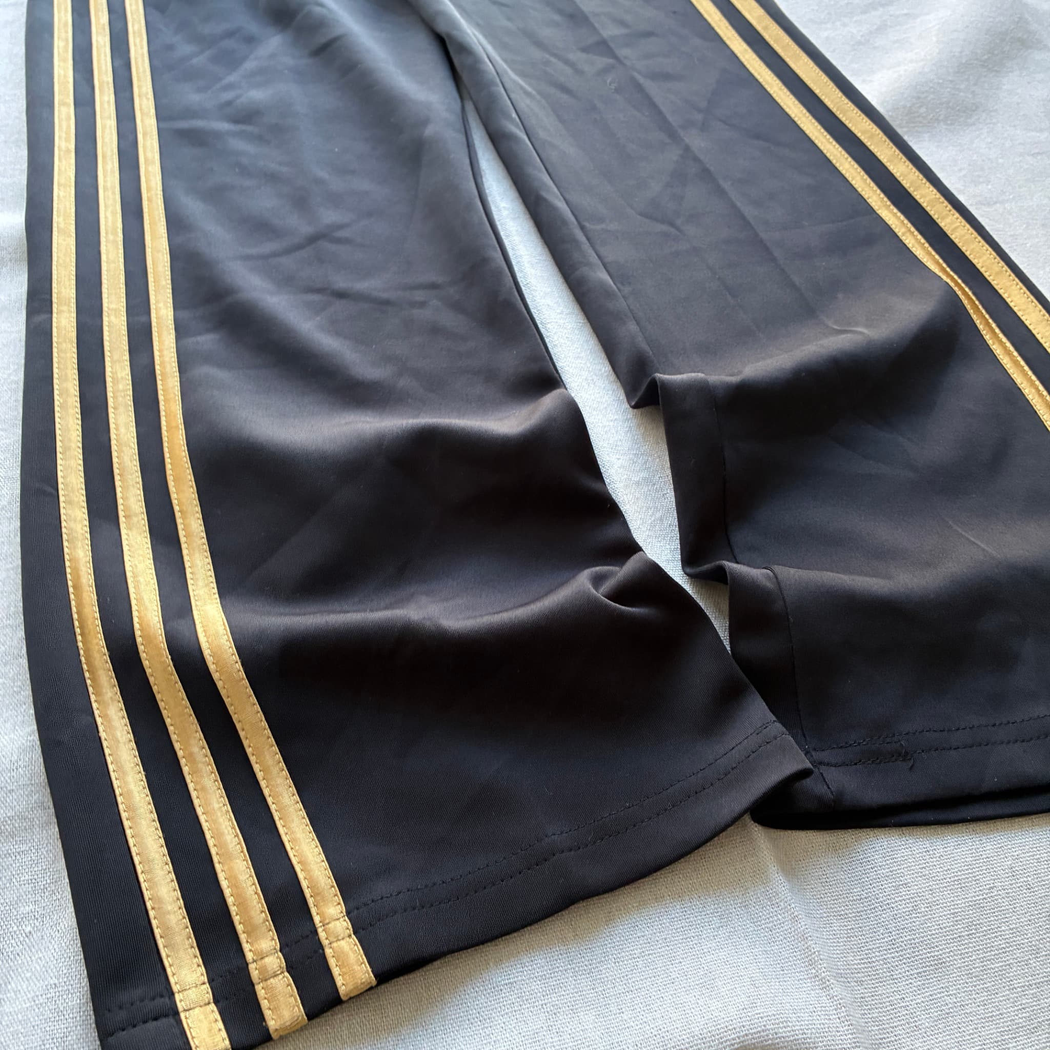 Adidas Women's Black And Gold Wide Leg Track Pants — photo 2 of 6