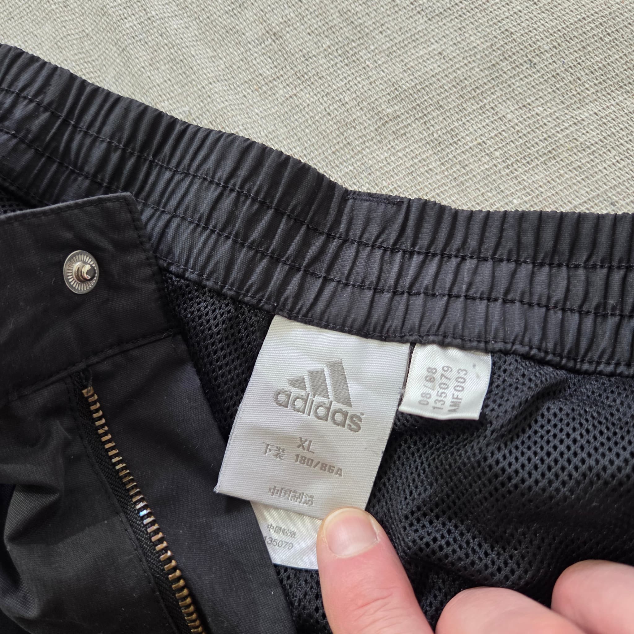 Adidas Women's Black Nylon Track Pants Brown Side Stripes Baggy Vintage XL — photo 3 of 6