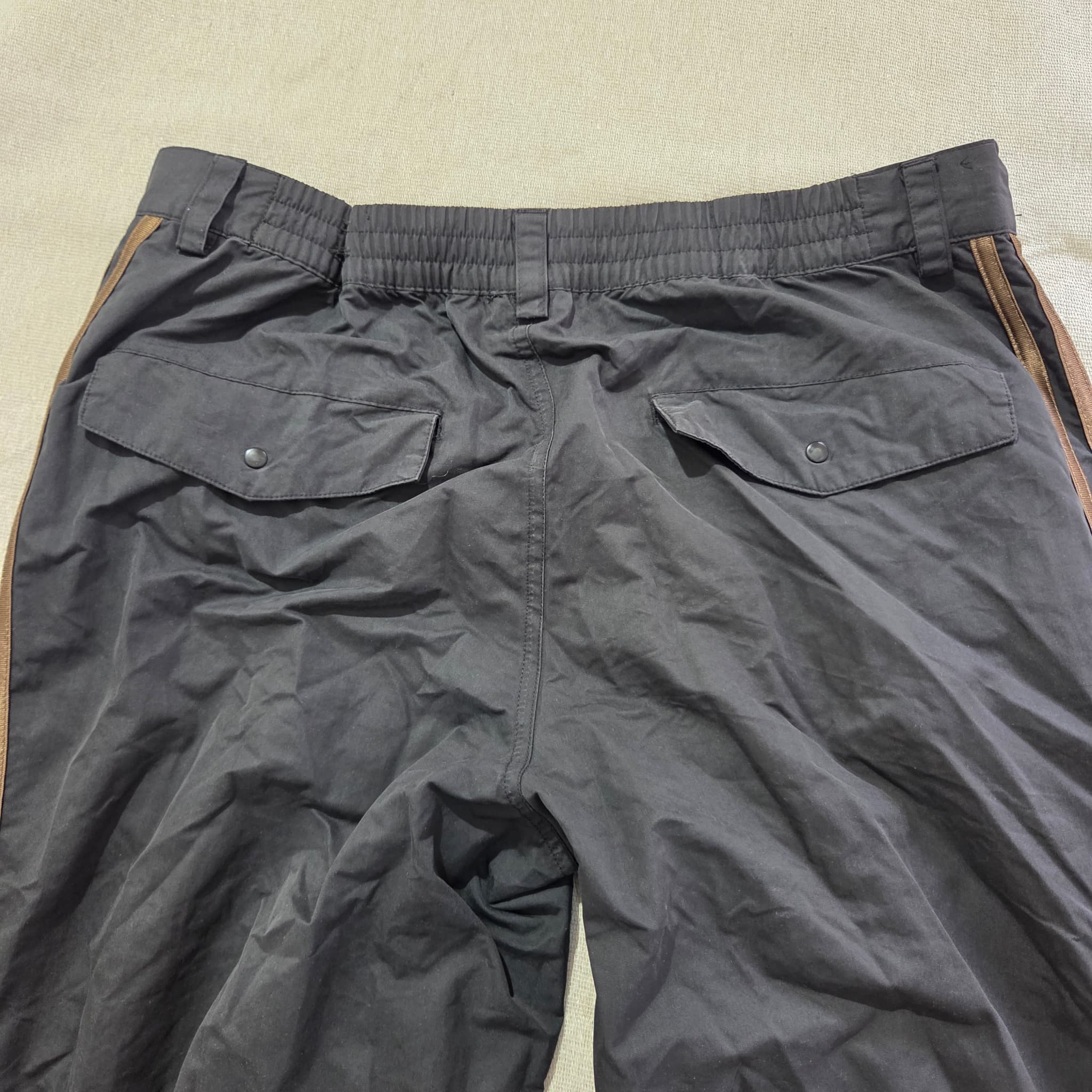 Adidas Women's Black Nylon Track Pants Brown Side Stripes Baggy Vintage XL — photo 4 of 6