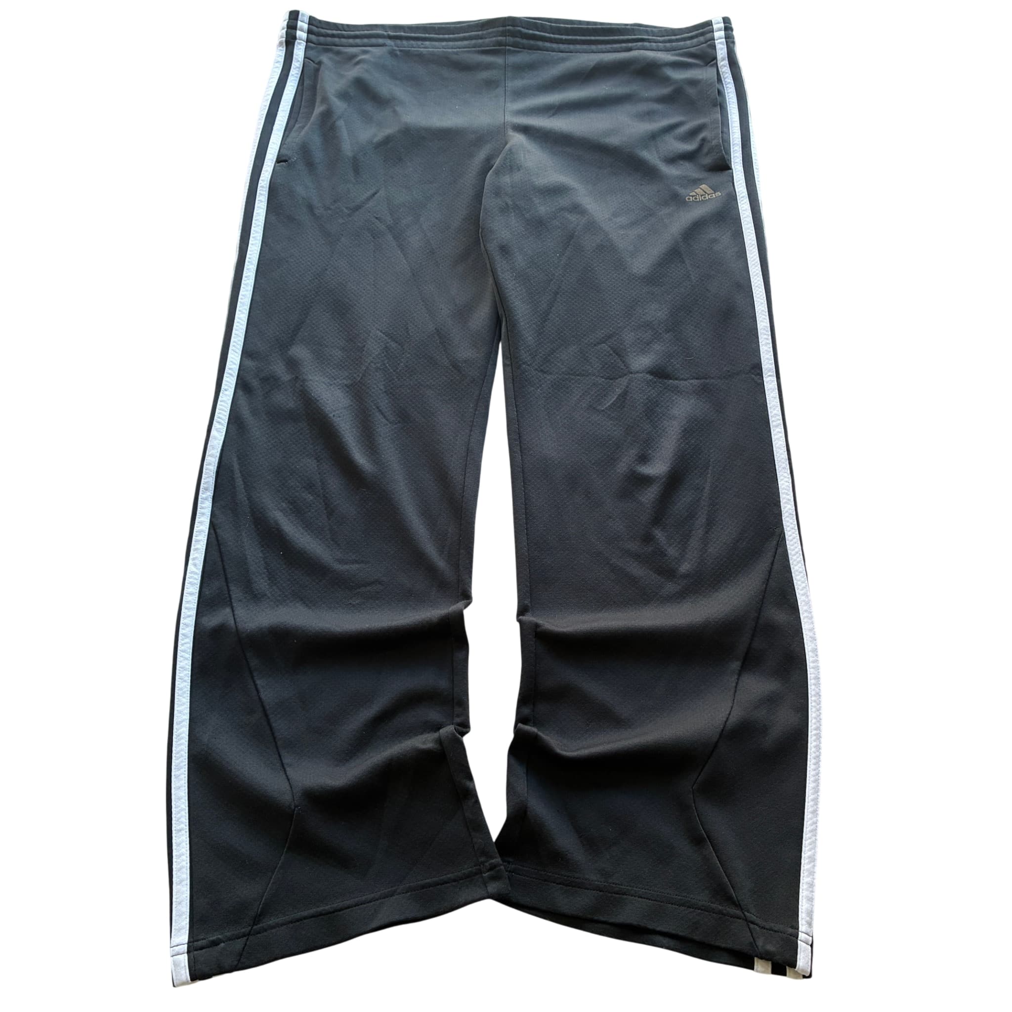 Adidas Women's Black Wide Leg Track Pants 3-Stripes Baggy Vintage 2000s Release — photo 1 of 7